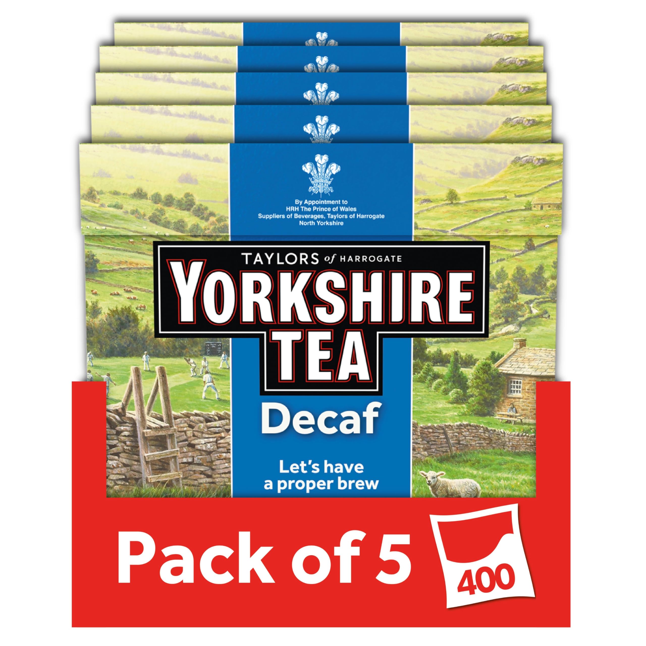 Yorkshire Tea Decaf Black Tea Bags - 400 Bags Total (5 Boxes of 80) | Full-Bodied Flavour 1