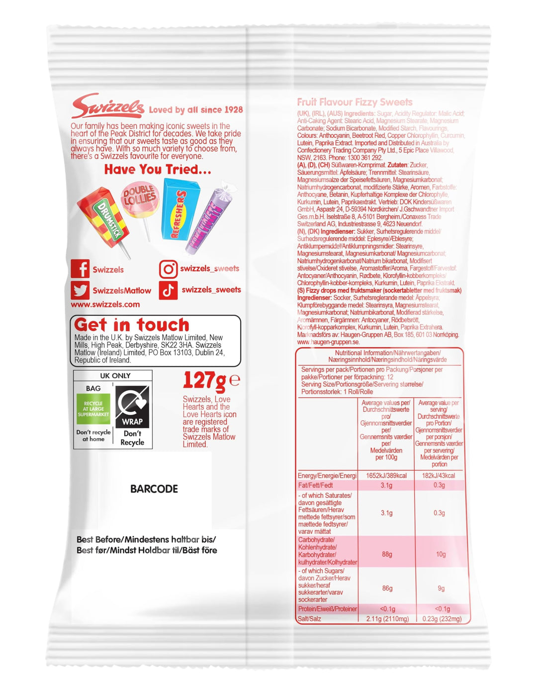 Swizzels Original Love Hearts - Fruity Fizzy Candy with Sweet Messages
