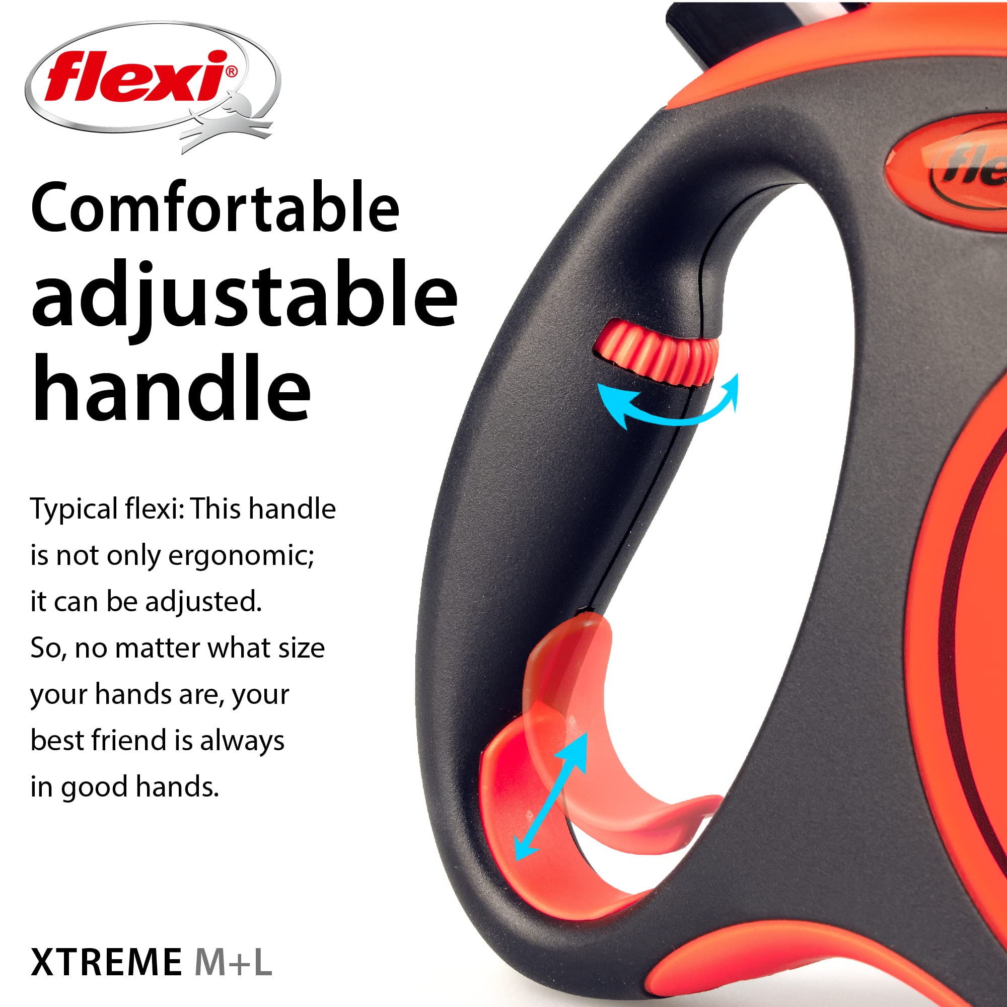 flexi Xtreme M Retractable Dog Lead - 5m Tape, 35kg Max, Orange/Black 6