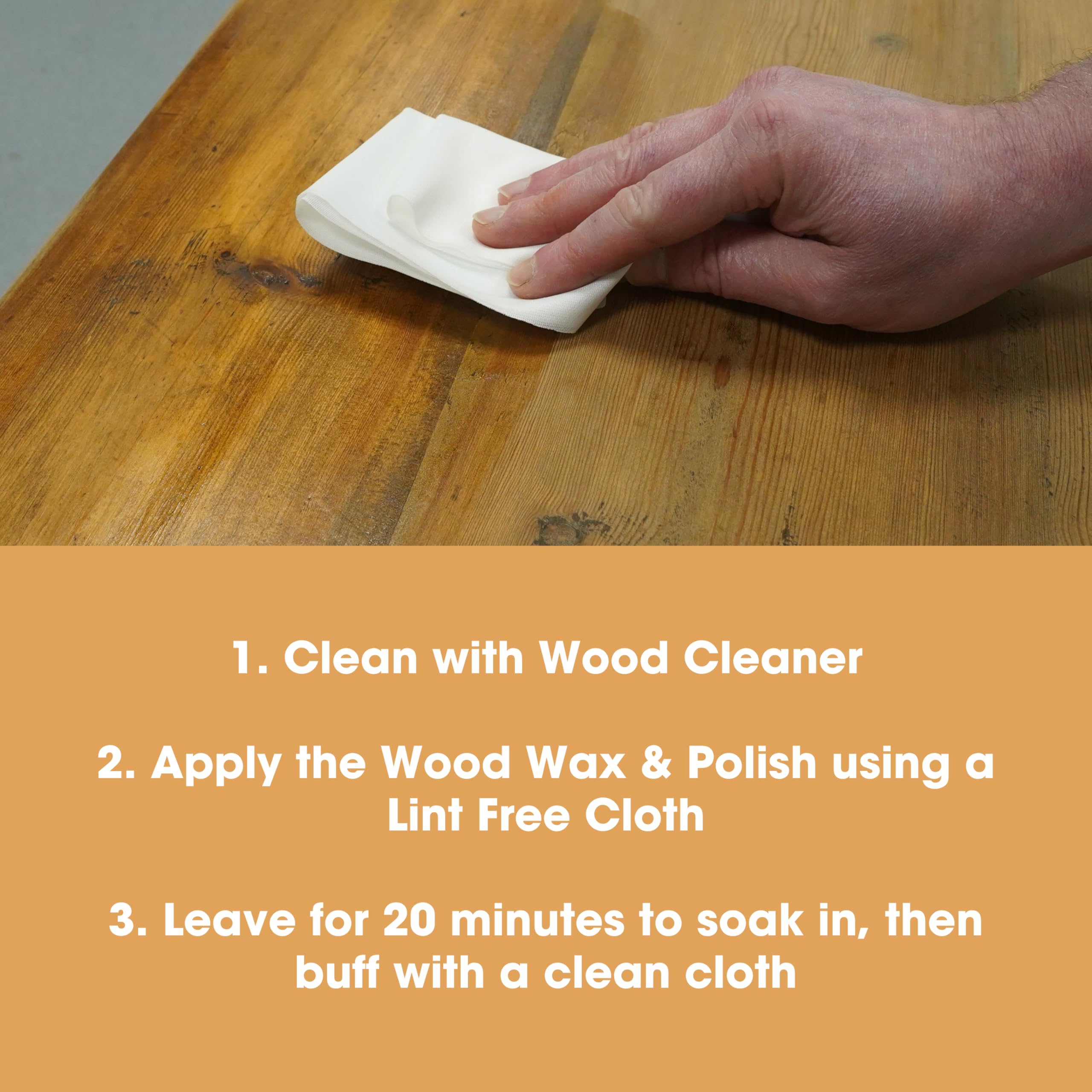 Furniture Clinic Natural Wood Wax & Polish - Beeswax & Carnauba Formula for Finished & Unfinished Wood 3