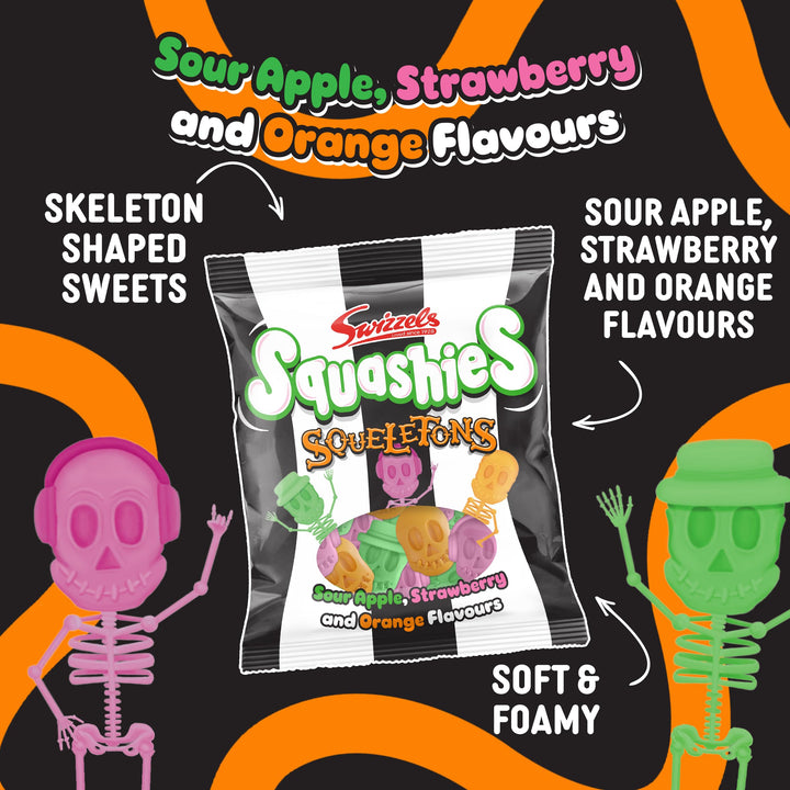 Swizzels Squashies Squeletons 120g - Halloween Chewy Sweets, Trick or Treat Candy