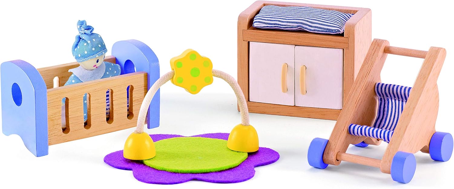 Hape E3459 Baby's Room Wooden Dollhouse Accessories - 1" Scale Playset for Toddlers 1