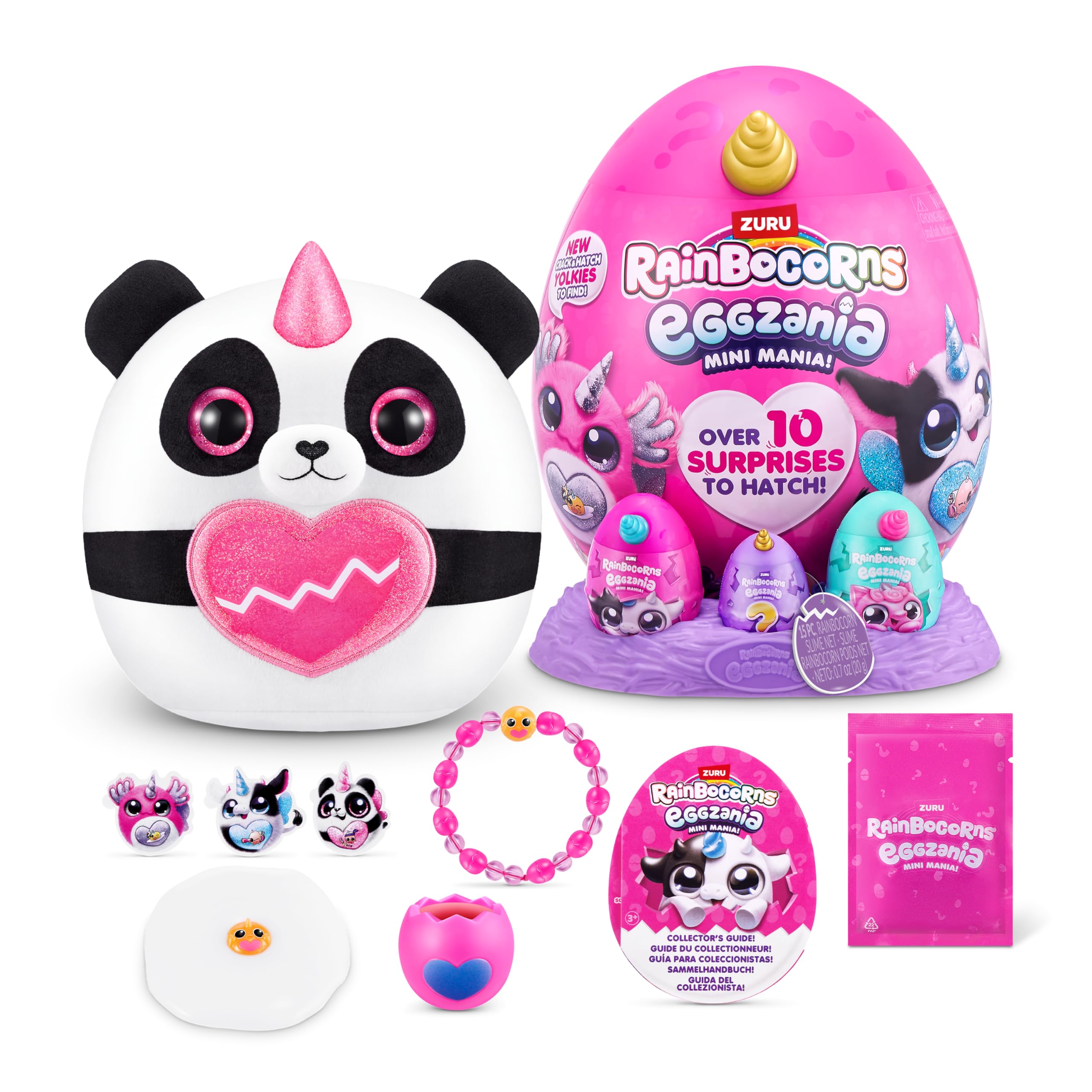 Rainbocorns ZURU Eggzania Mini Mania Plush Surprise - Panda, Age 3+ 8