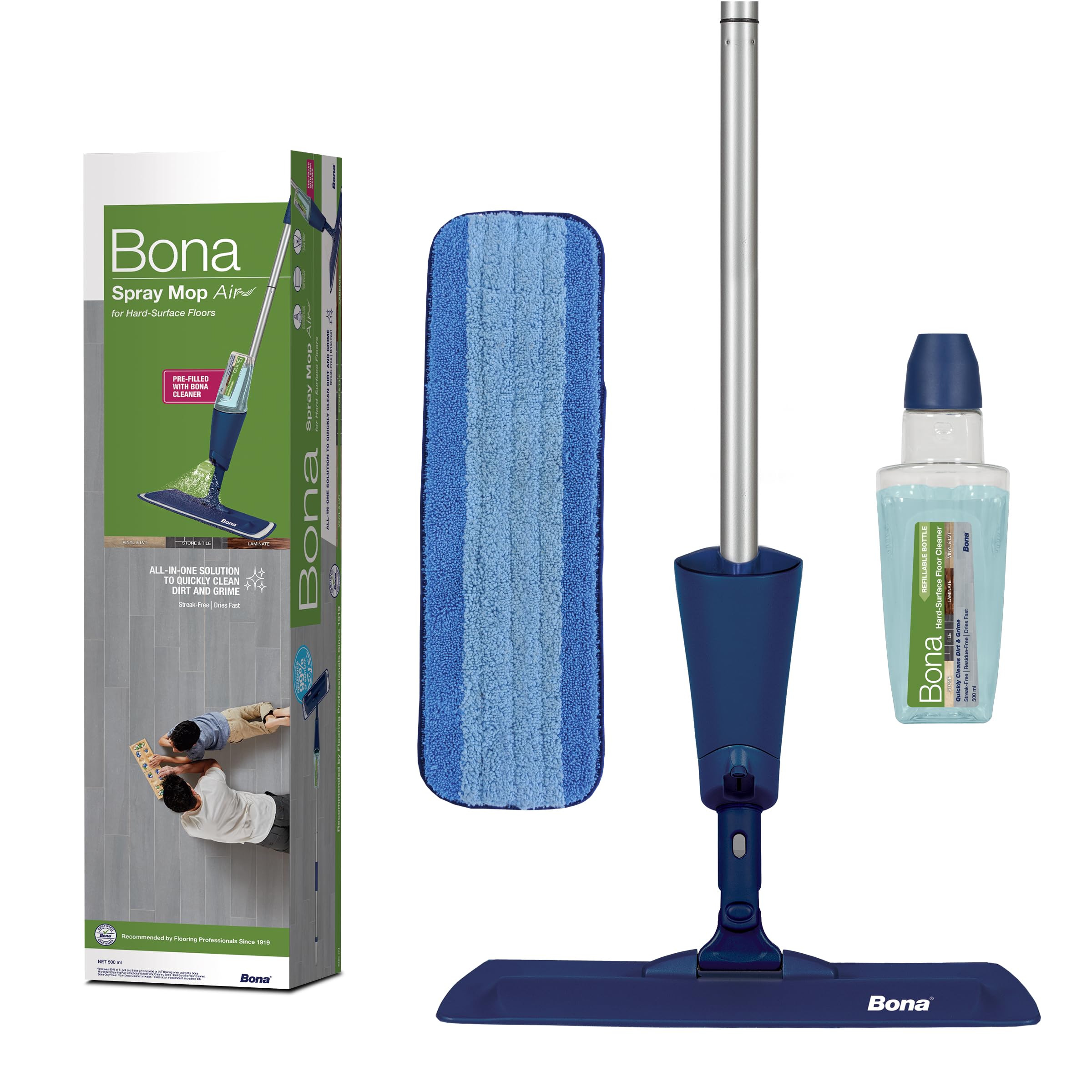 Bona Spray Mop Air Kit for Hard-Surface Floors | Lightweight & Compact | Includes 500ml Cleaner 1