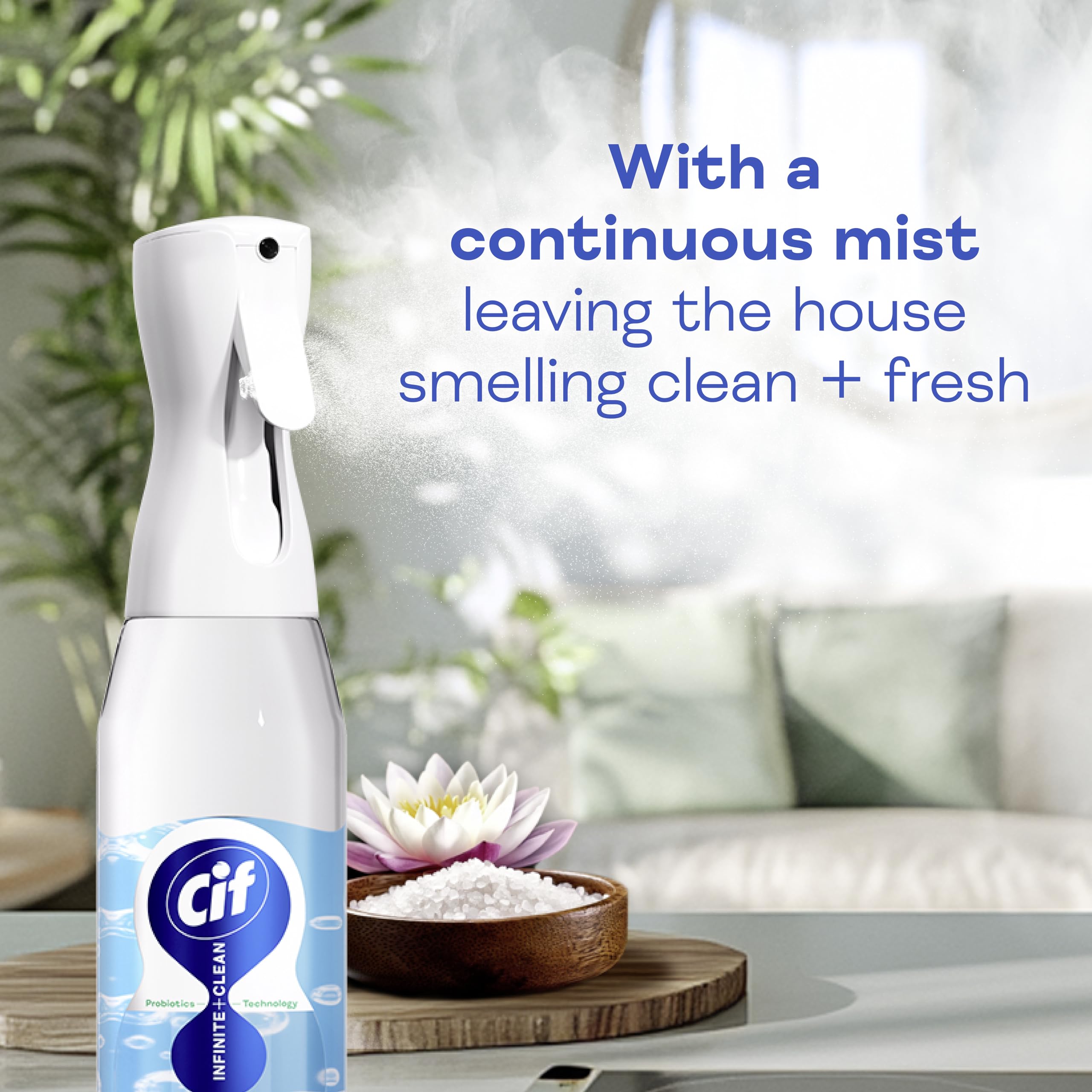Cif Infinite Clean Sensitive Lotus & Mineral Salt All-Purpose Cleaner Spray - 590ml | Probiotic Technology | Safe for Kids & Pets 5