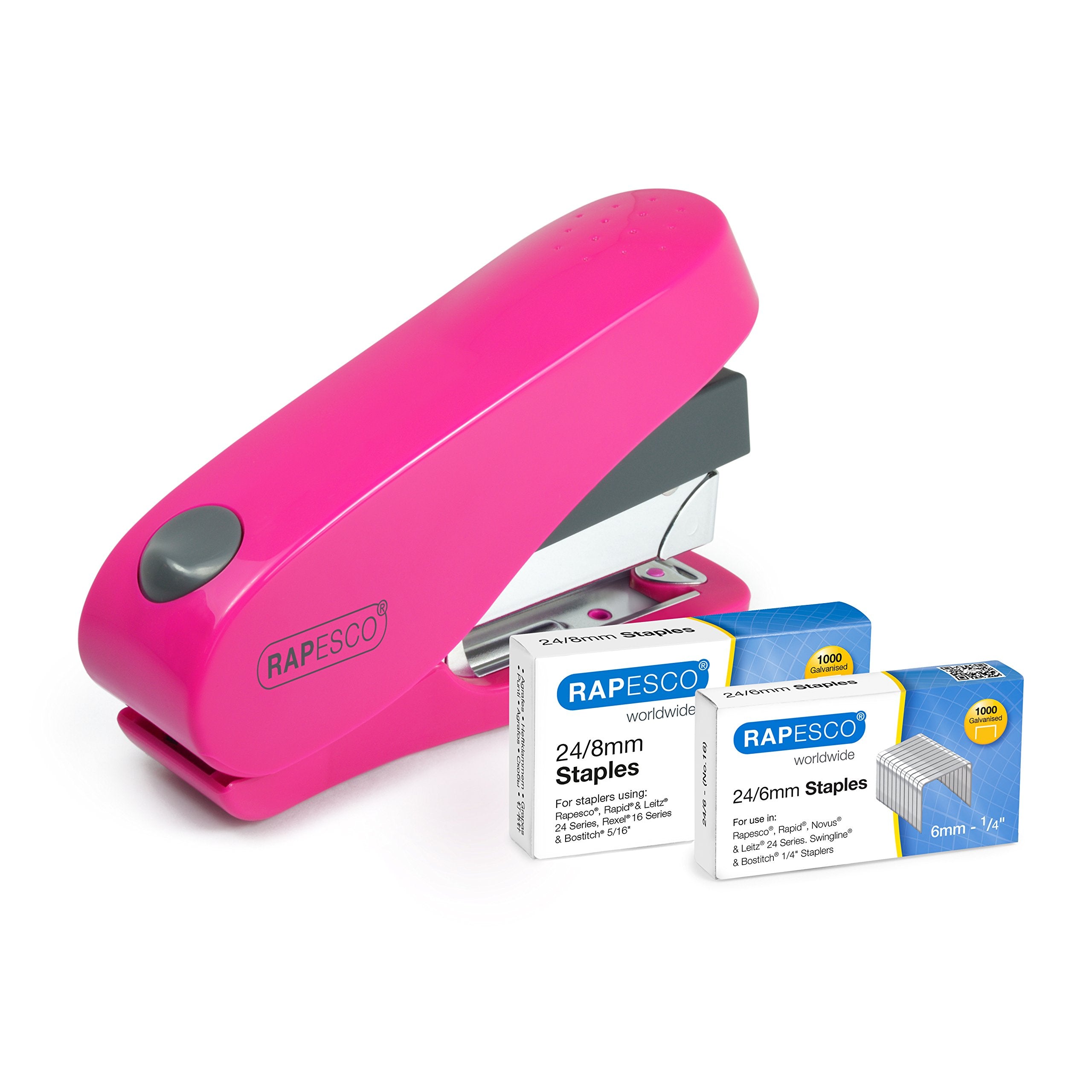 RAPESCO Luna Less Effort Desktop Stapler - 50 Sheet Capacity | Half Strip | Hot Pink 5