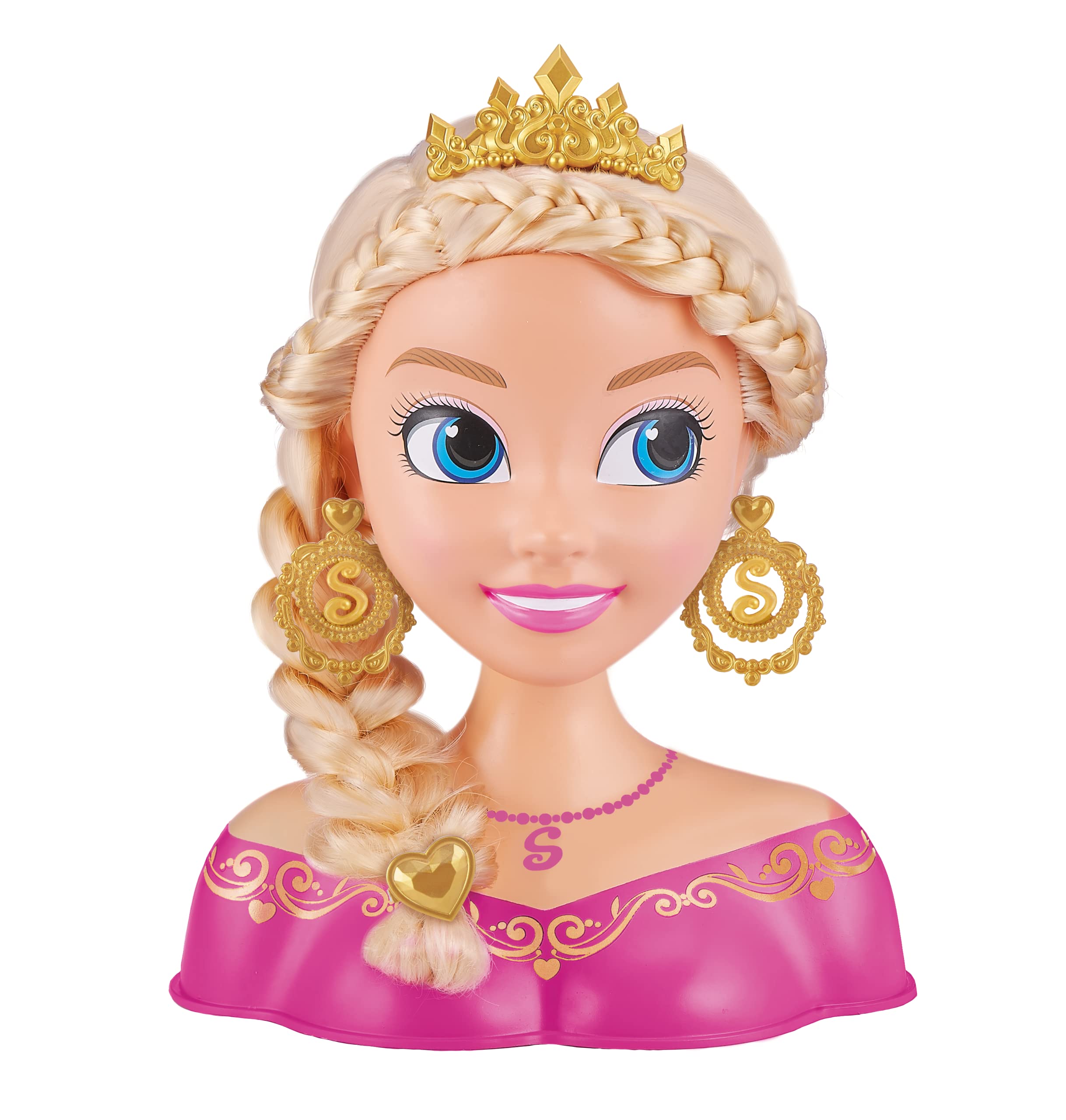 Sparkle Girlz Princess Hair Styling Head - 14 Pieces | Soft Rooted Hair | Ages 3+ 4