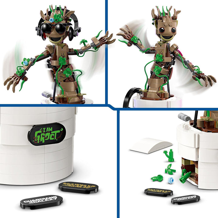 LEGO Marvel Dancing Groot Buildable Action Figure - Interactive Posable Toy with Handle-Activated Dance Function