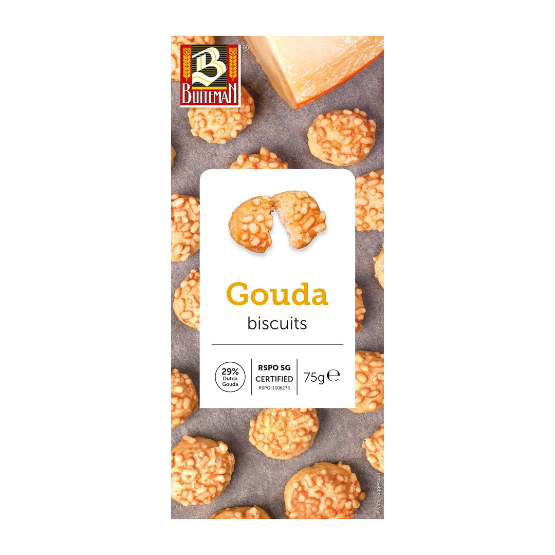 Buiteman Gouda Biscuit 75g - Savoury Crumble Biscuit with Aged Cheese Flavor