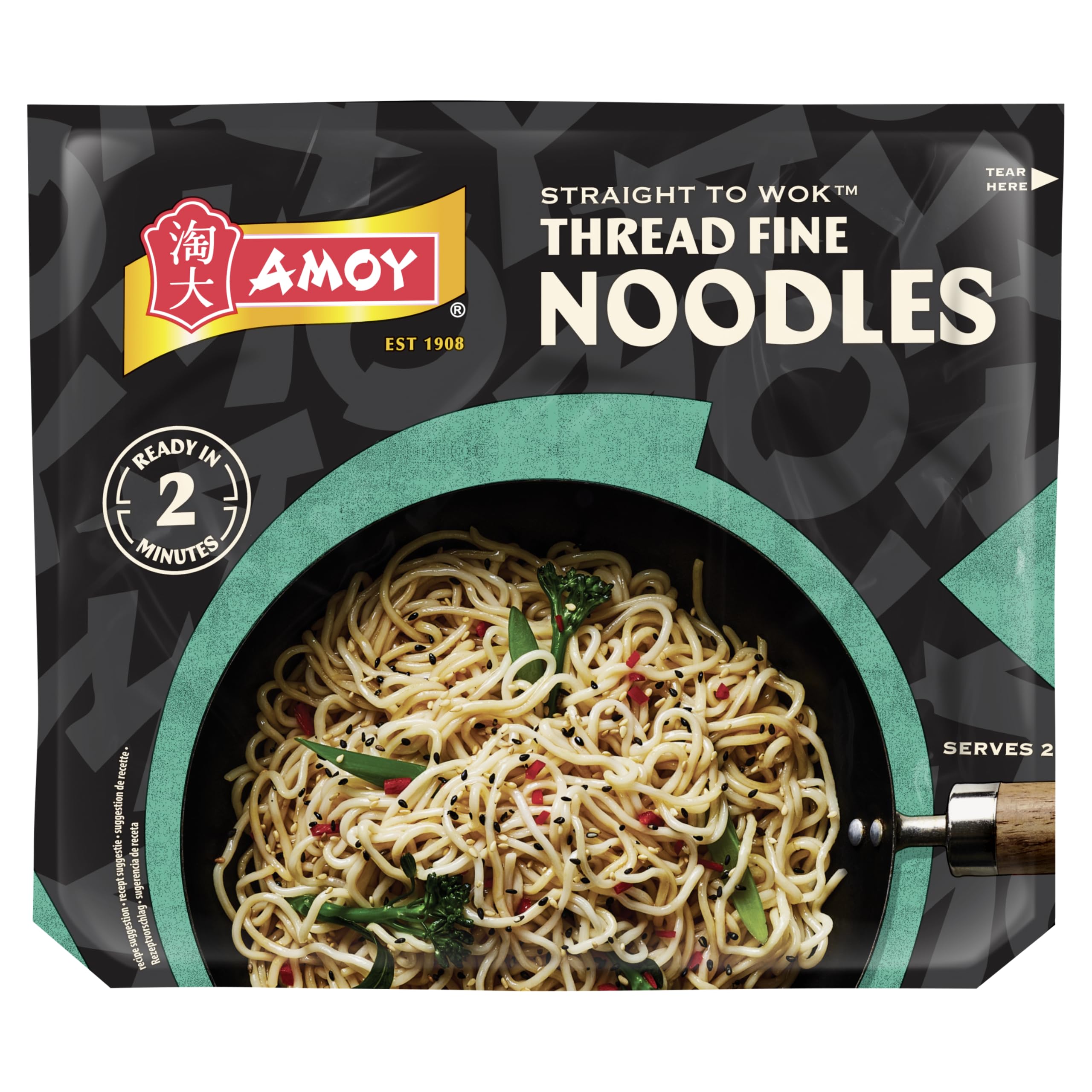 Amoy Straight to Wok Thread Fine Noodles, 2 x 150g 1