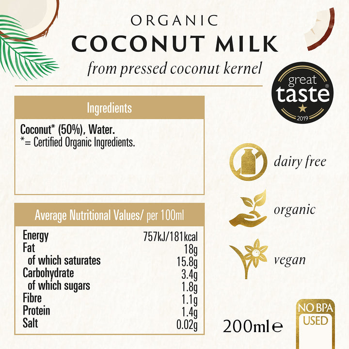 Biona Organic Coconut Milk - Dairy Free, Vegan, Pressed from Coconut Kernels