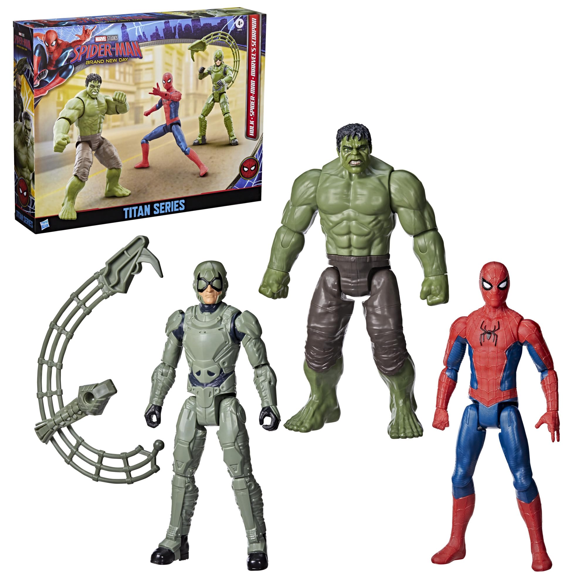 Marvel Titan Series Action Figures - Spider-Man, Hulk, & Marvel's Scorpion 3-Pack | 11.5-Inch Poseable
