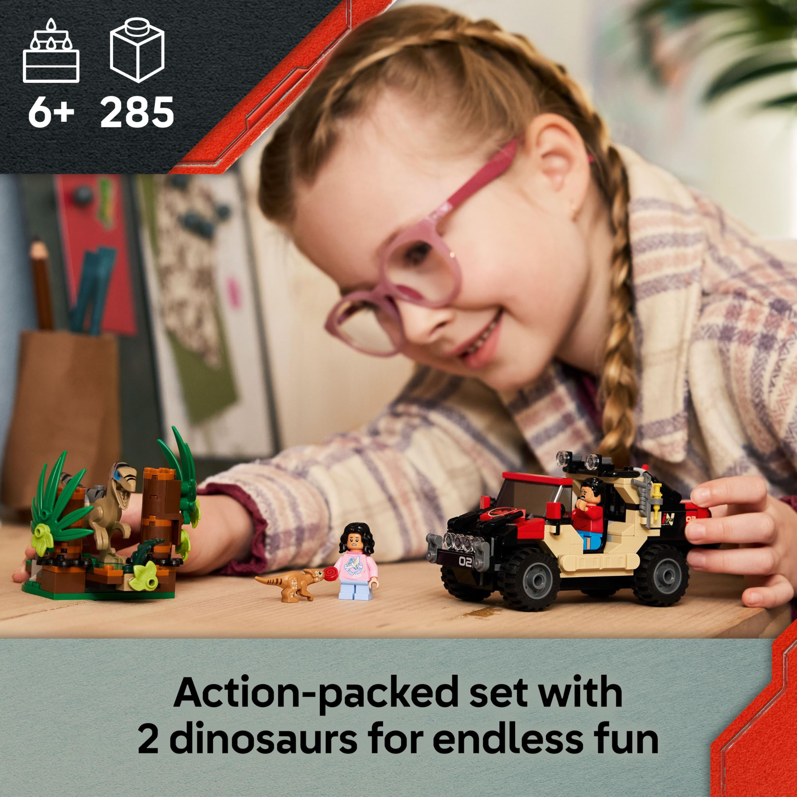 LEGO Jurassic World Raptor Off-Road Escape 76972 Building Set | Ages 6+ | Includes 2 Dinosaurs 2
