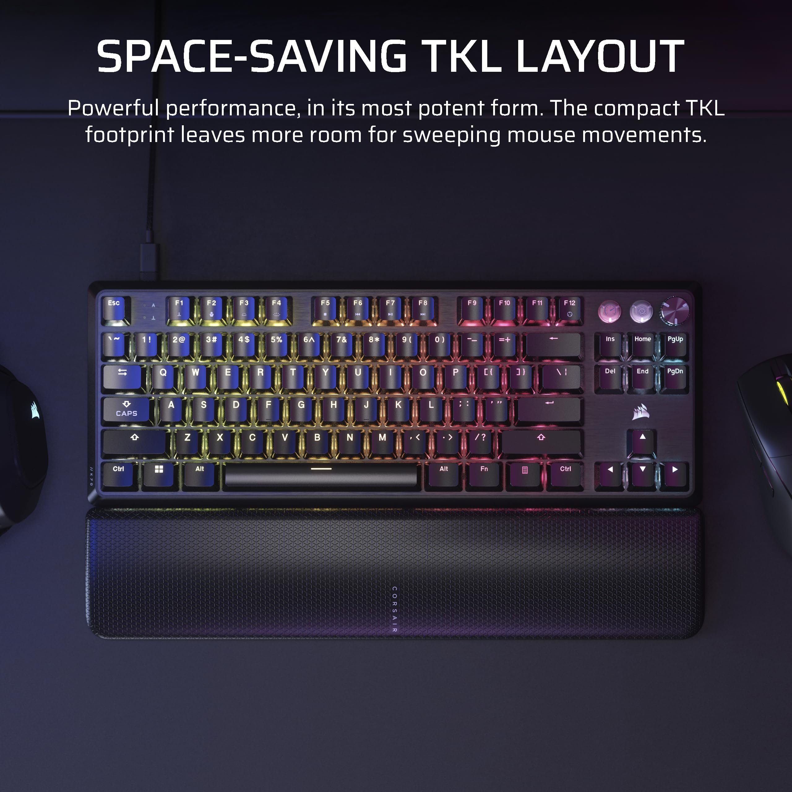 Corsair K70 PRO TKL RGB Tenkeyless Mechanical Wired Gaming Keyboard | MGX Hyperdrive Switches | RGB 3