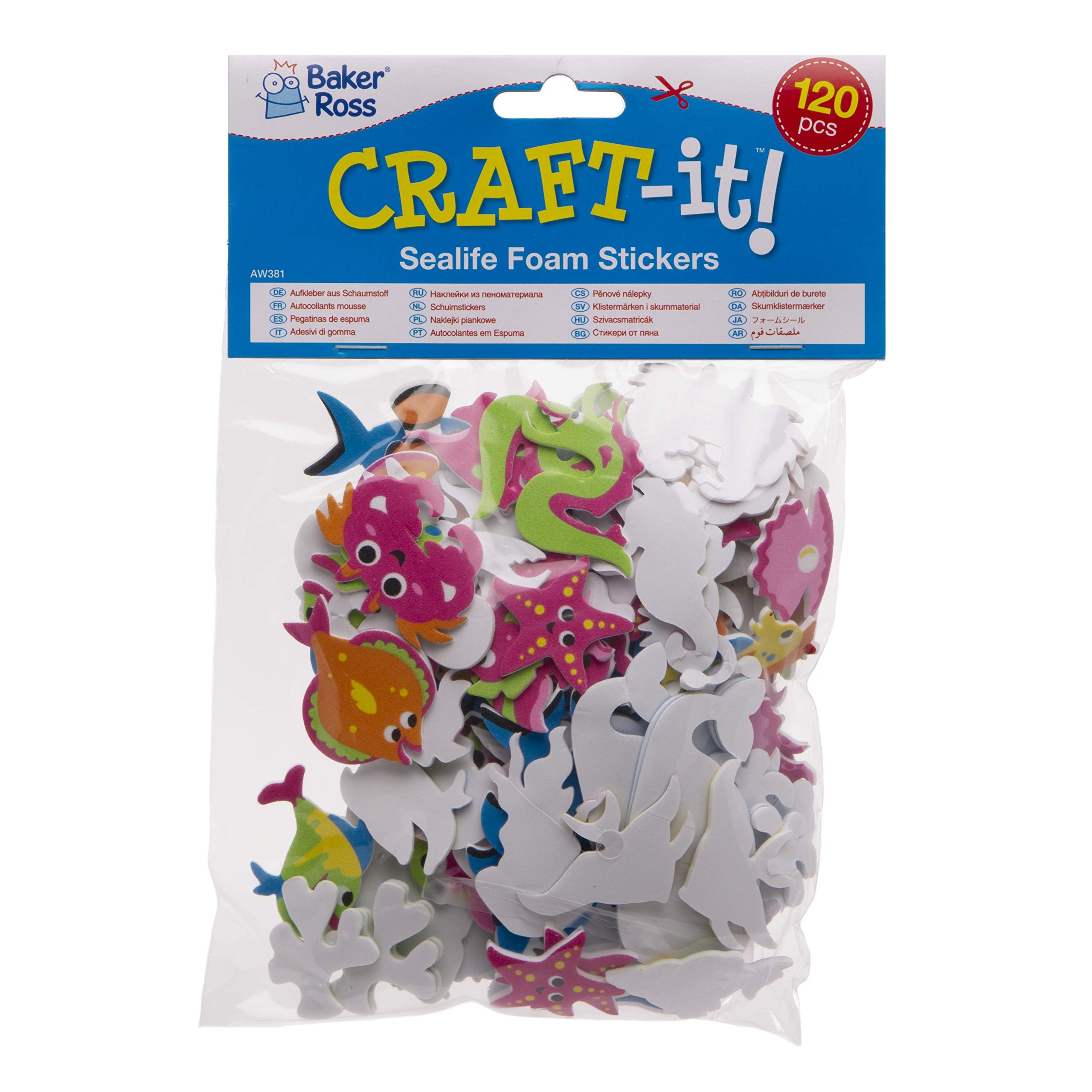 Baker Ross Sealife Foam Stickers - 120 Pack, Self Adhesive Vinyl for Arts & Crafts 3
