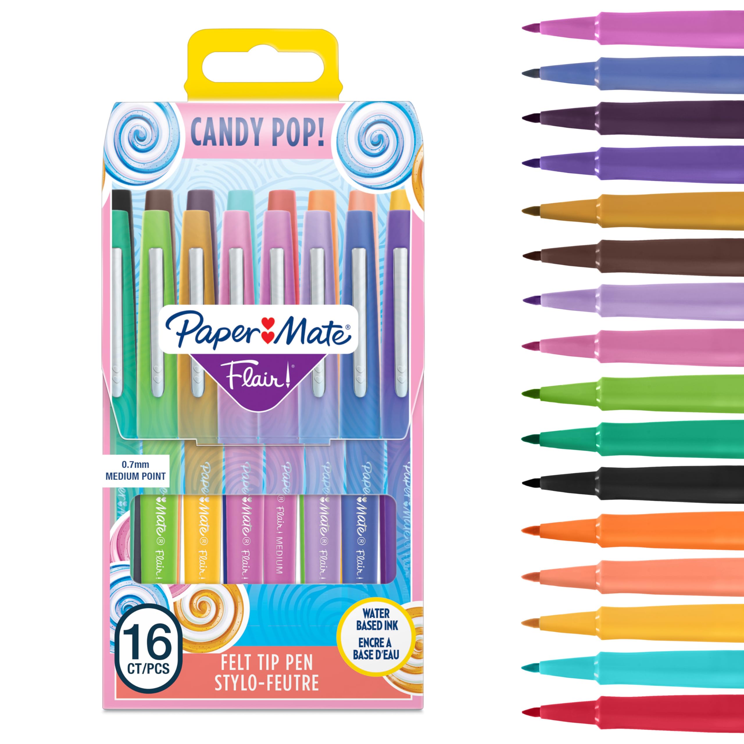 Paper Mate Flair Felt Tip Pens - Medium Point Assorted Candy Pop Colors 16 Count 1