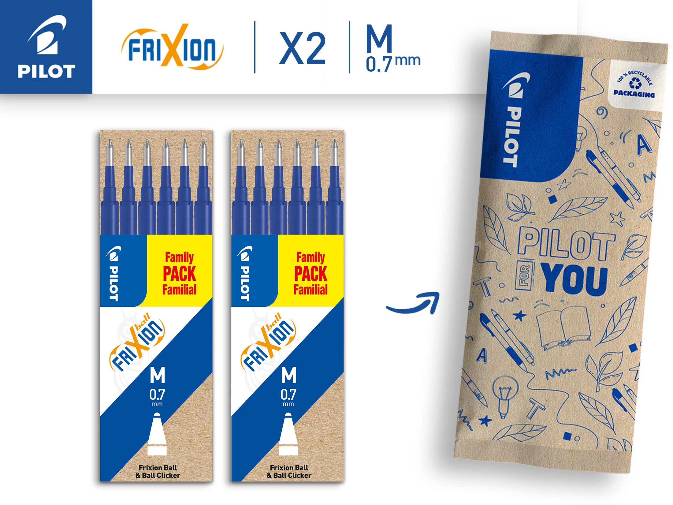 PILOT Frixion Erasable Rollerball Pen Refills - 0.7mm Tip, 0.4mm Line, Blue Ink | 12 Count Set 2