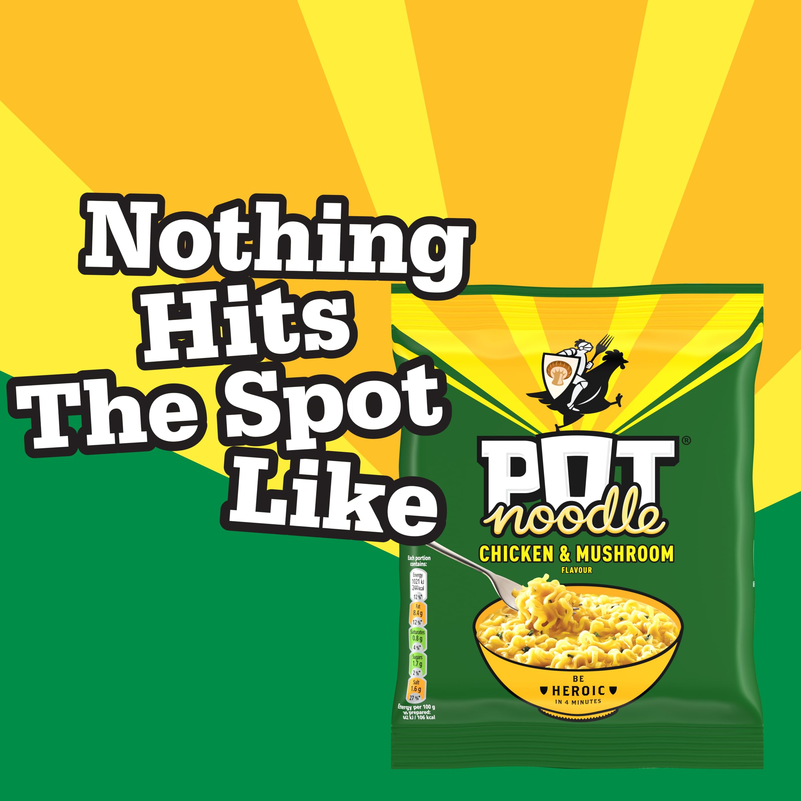 Pot Noodle Chicken & Mushroom Instant Noodles Block with Sauce and Seasoning | 2 Servings 4