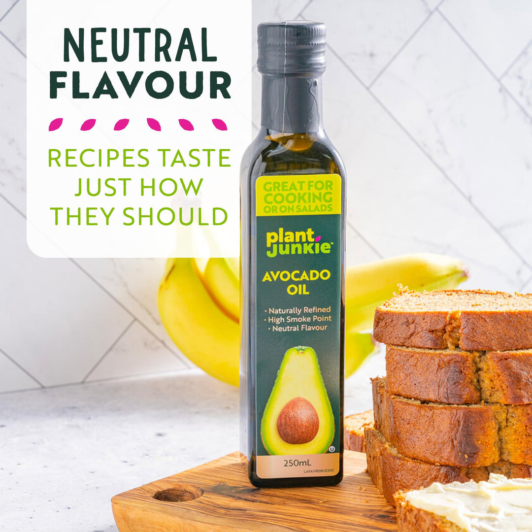 Plant Junkie Refined Avocado Oil - Neutral Flavor Cooking Oil for High-Heat Cooking, Baking & Dressings - 250ml Glass Bottle