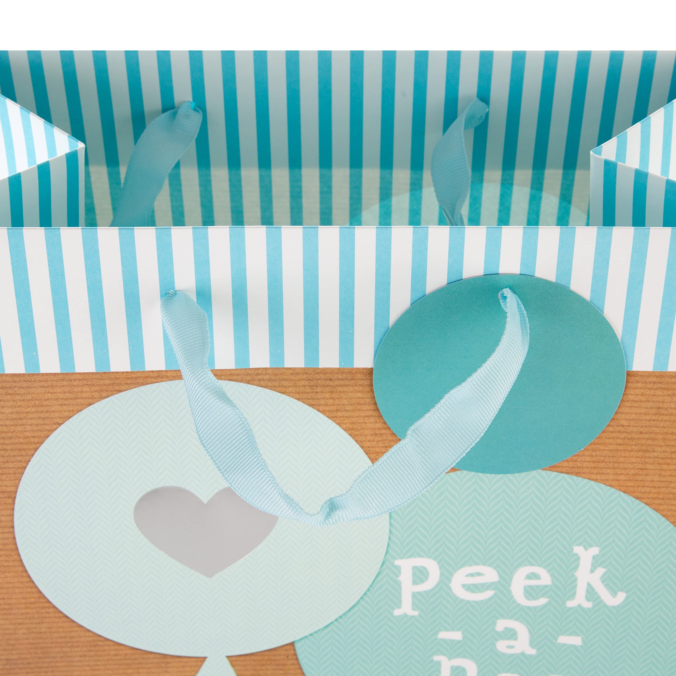 Hallmark Large Multi-Occasion Gift Bag - Blue 'Peek-a-Boo' Bear Design | H33cm x W26.5cm 6