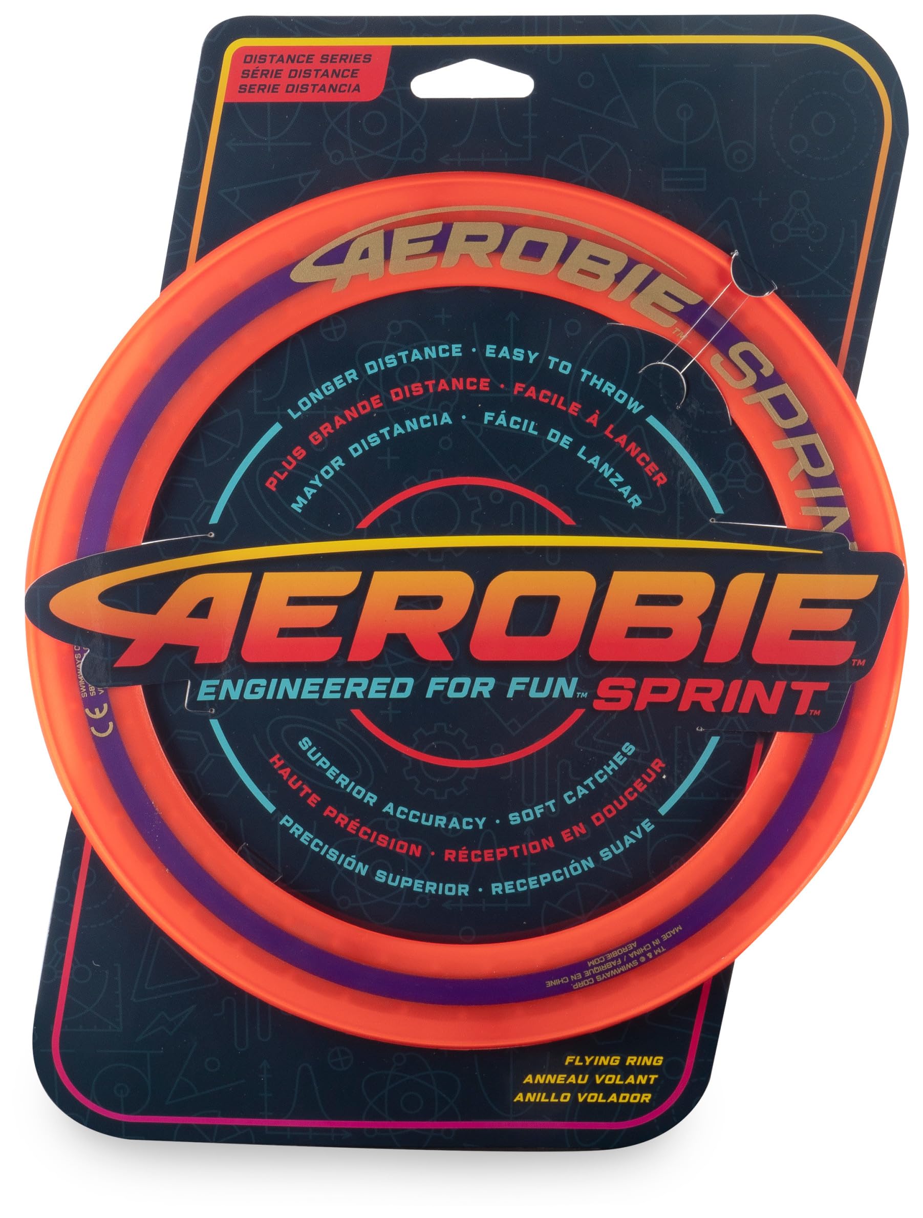 Aerobie Sprint Flying Ring - Precise Throwing | 25.4 cm Diameter | Orange