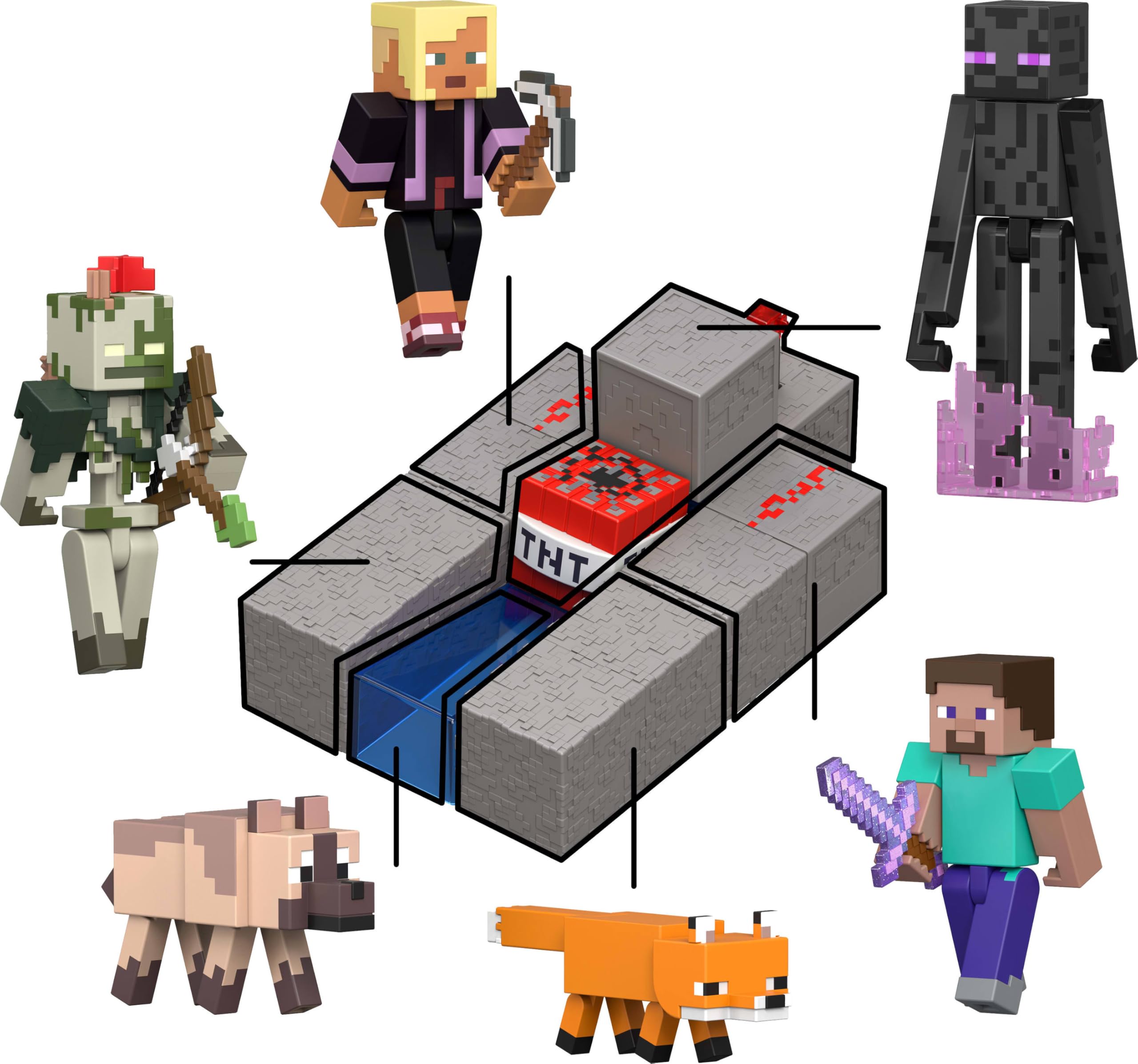 Mattel Minecraft Enderman Action Figure with Accessory and Redstone Building Piece | 3.25-inch Scale