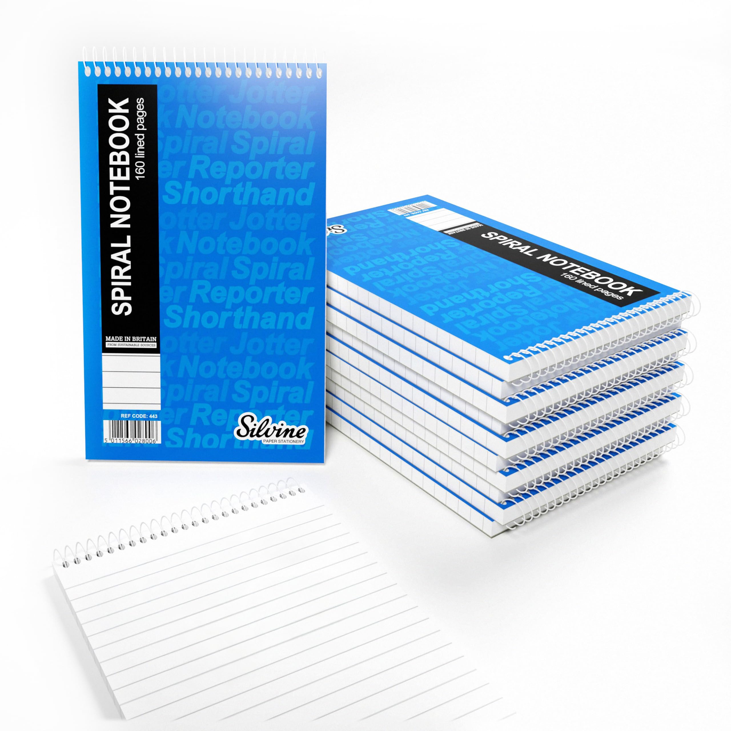 Silvine Reporter's Shorthand Notebook 8x5 Inch, 160 Pages, Blue Soft Cover | Pack of 12 1