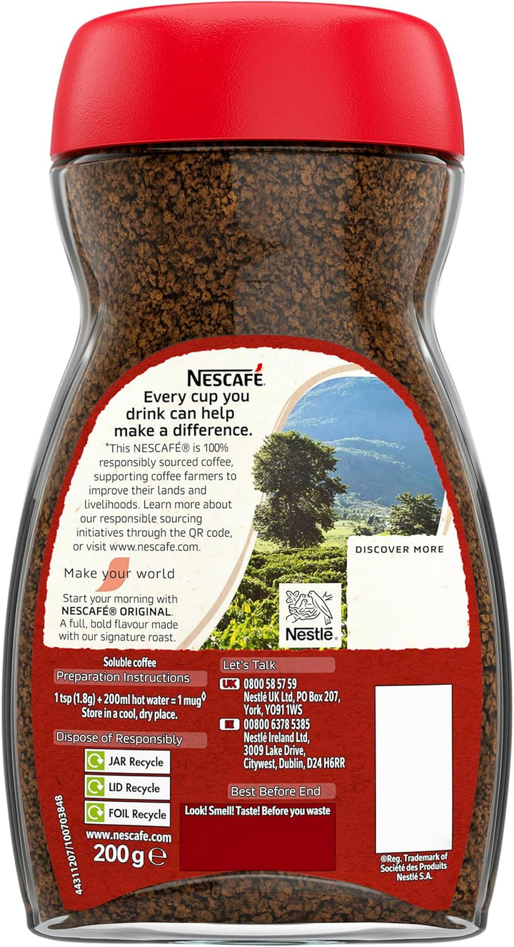NESCAFÉ Original Instant Coffee 200g - Rich Aroma, Full and Bold Flavour