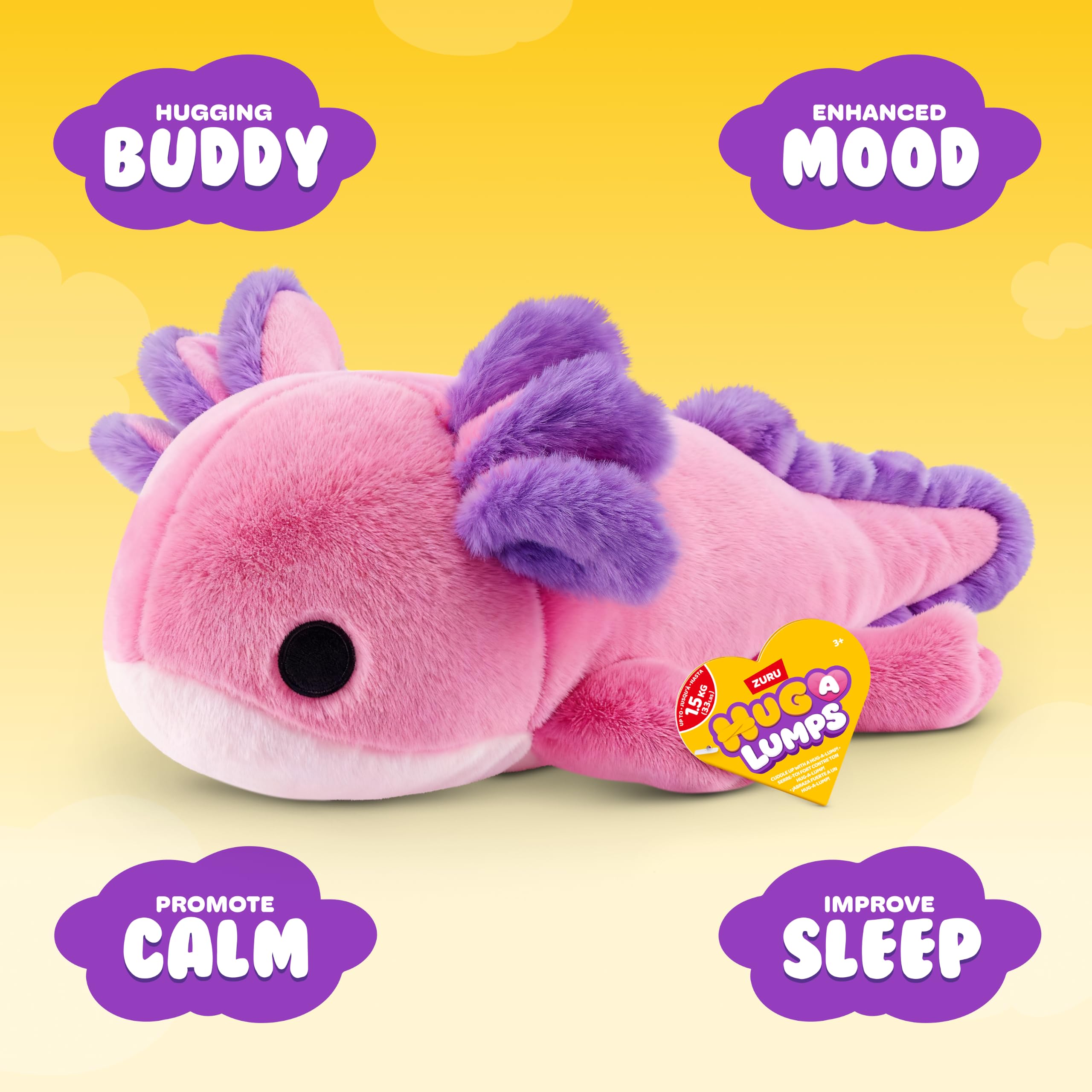 Hug-A-Lumps Ally the Axolotl Soft Doll - Weighted Plush for Calm & Comfort | Medium Size