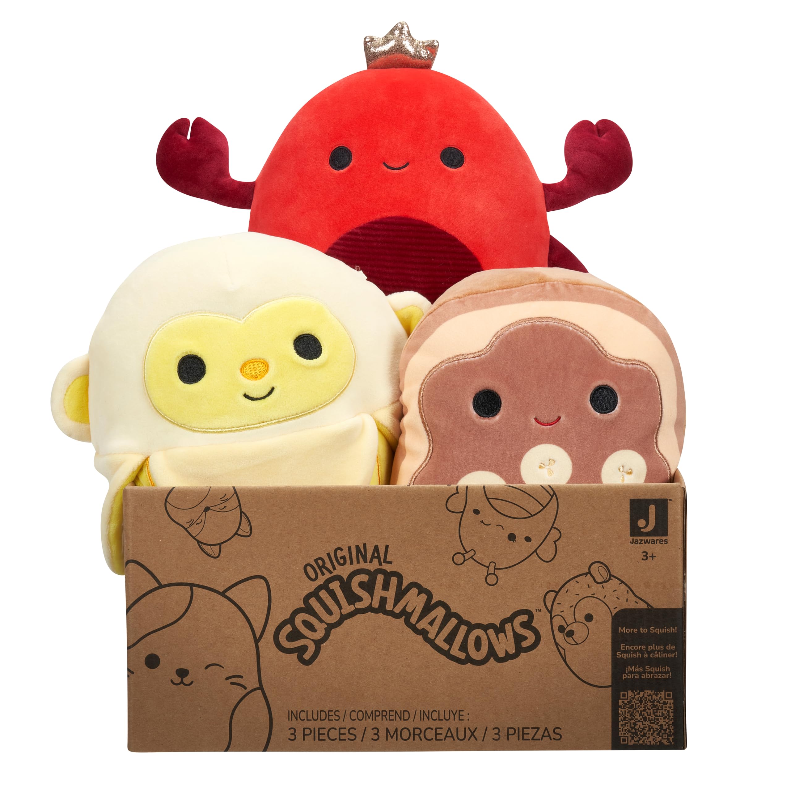 Squishmallows 8-Inch Mystery Pack - 3 Ultrasoft Plush Stuffed Animals for Ages 3+