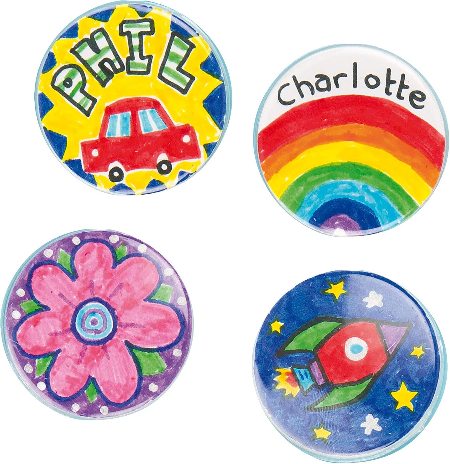 Baker Ross Design Your Own Badge Craft Kit (Pack of 10) - 5.5 cm White DIY Badges for Kids 6
