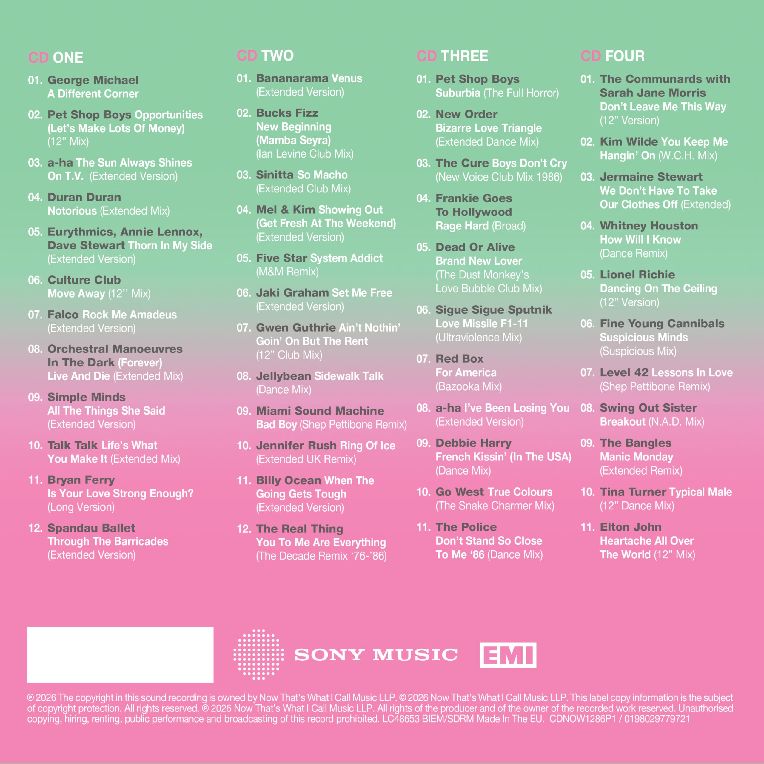 Various Artists - NOW 12” 80s: 1986 – Part One [4CD Box set] 3