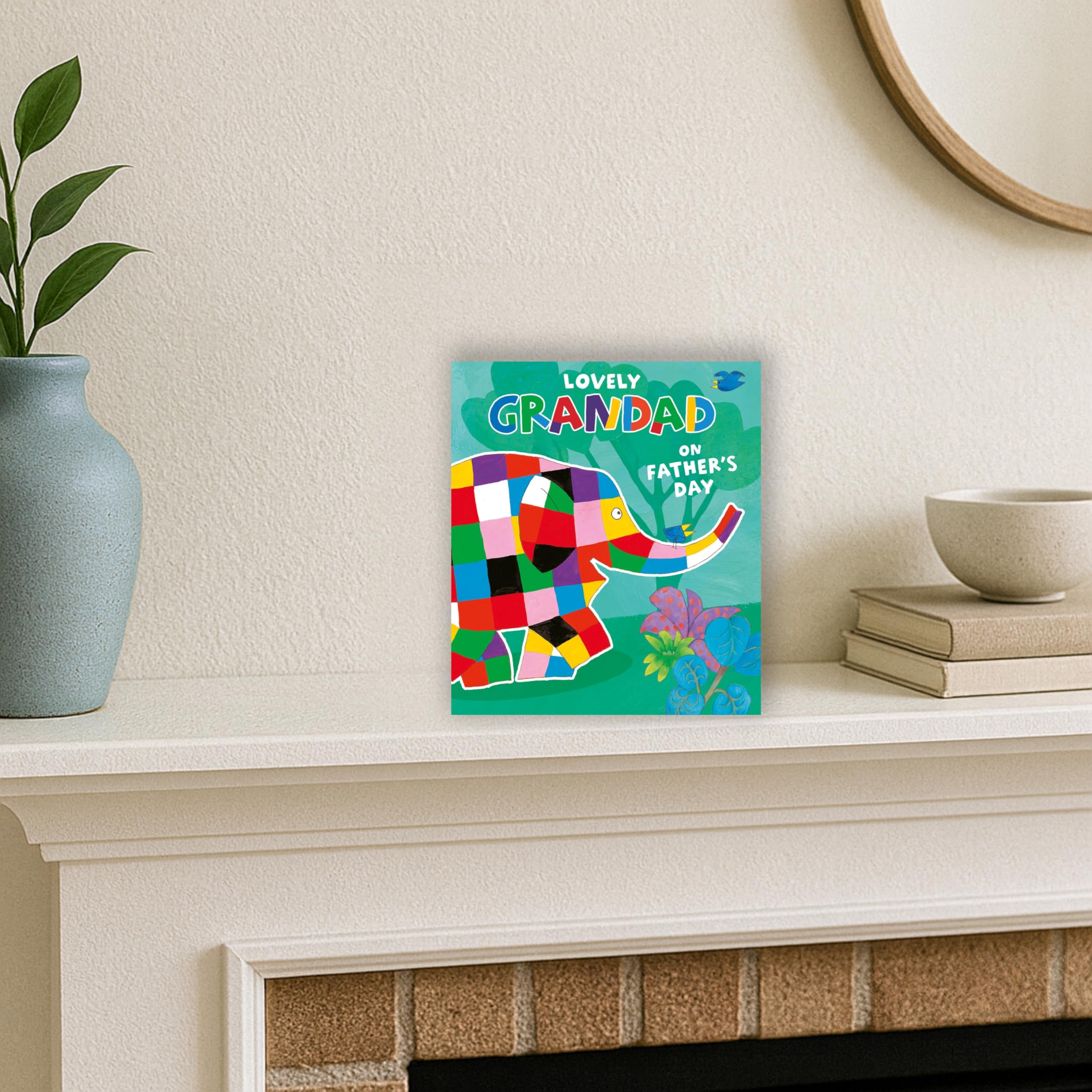 Elmer the Patchwork Elephant Father's Day Greeting Card for Grandad | Standard Size
