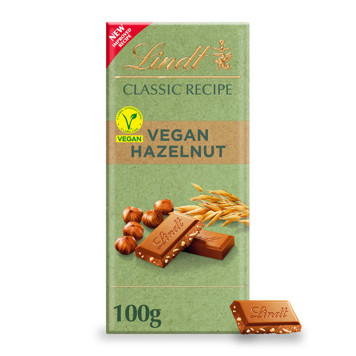 Lindt Vegan Chocolate Bar with Hazelnut, Almond & Oat Drink Powder, 100g