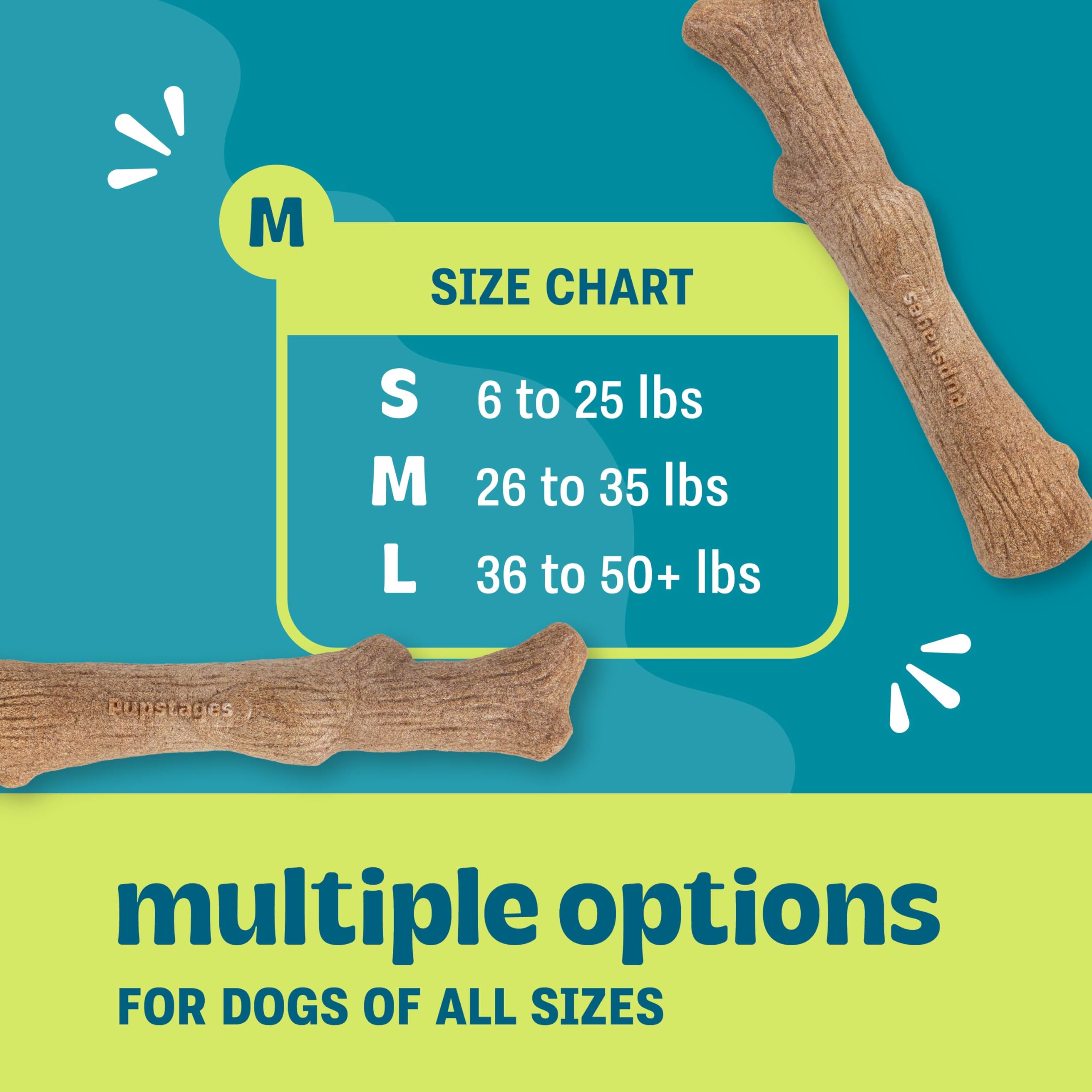 Pupstages Dogwood Wood Alternative Dog Chew Toy - Medium Size | Mesquite BBQ Scent | Durable 3