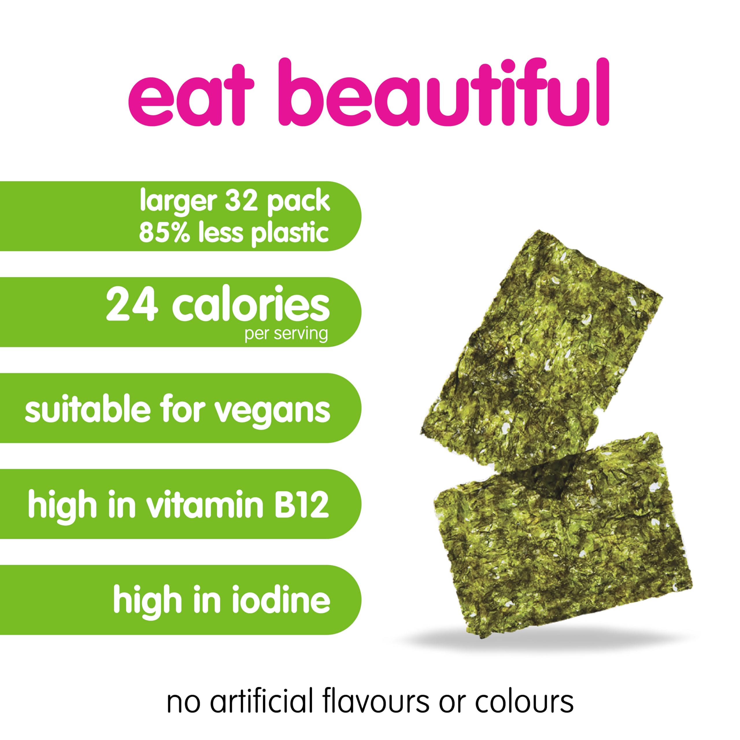 itsu Wasabi Flavour Seaweed Thins - 32 Pack (5g Each) | Vegan | Low Calorie Snack 4