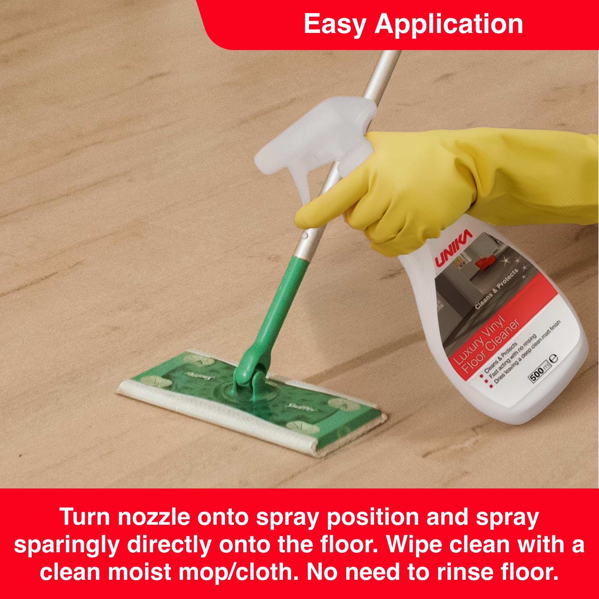 Unika Luxury Vinyl Floor Cleaner Spray - 500ml Lemon Scent | No Polish Build-Up | Dries to a Sparkling Shine 2