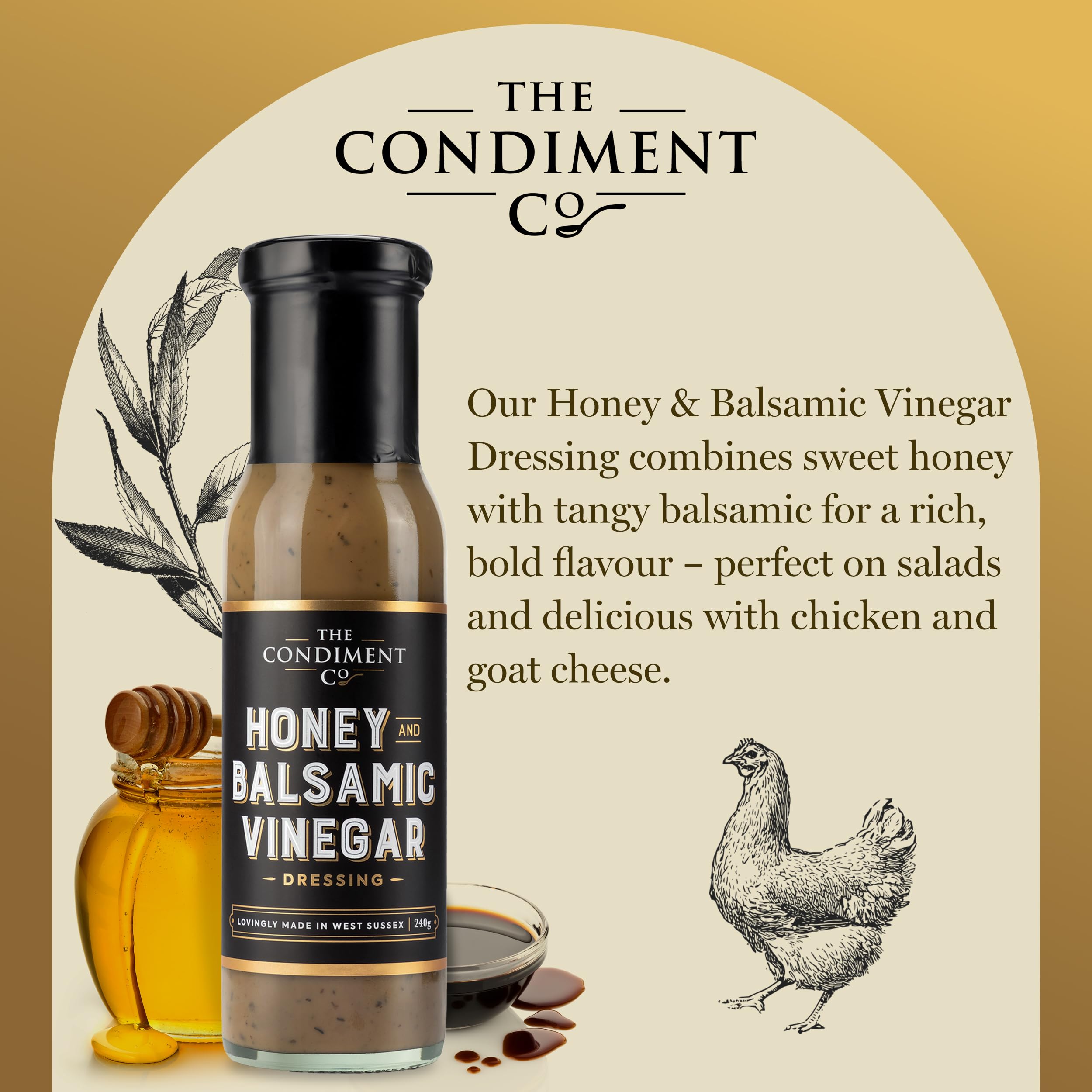 The Condiment Company Honey Balsamic Vinegar Dressing 240g 3