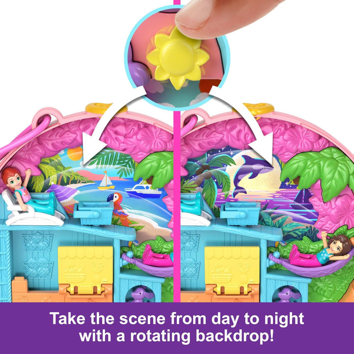 Polly Pocket Adventure Moped Compact - Doll Playset with 2 Micro Dolls & Puppy Pet, Ages 4-10