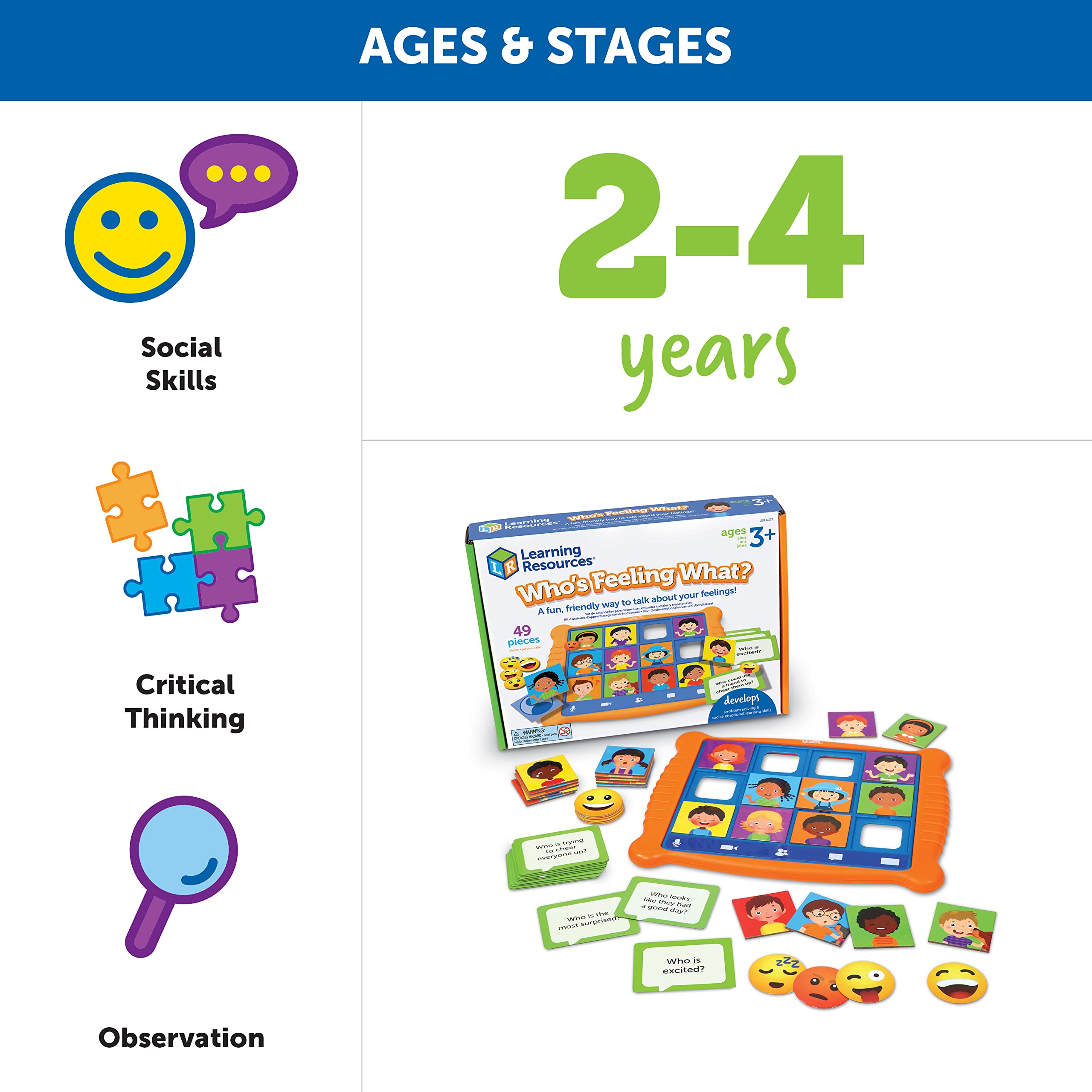Learning Resources Who's Feeling What? Social Emotional Learning Game | Ages 3+ | 49 Items 6