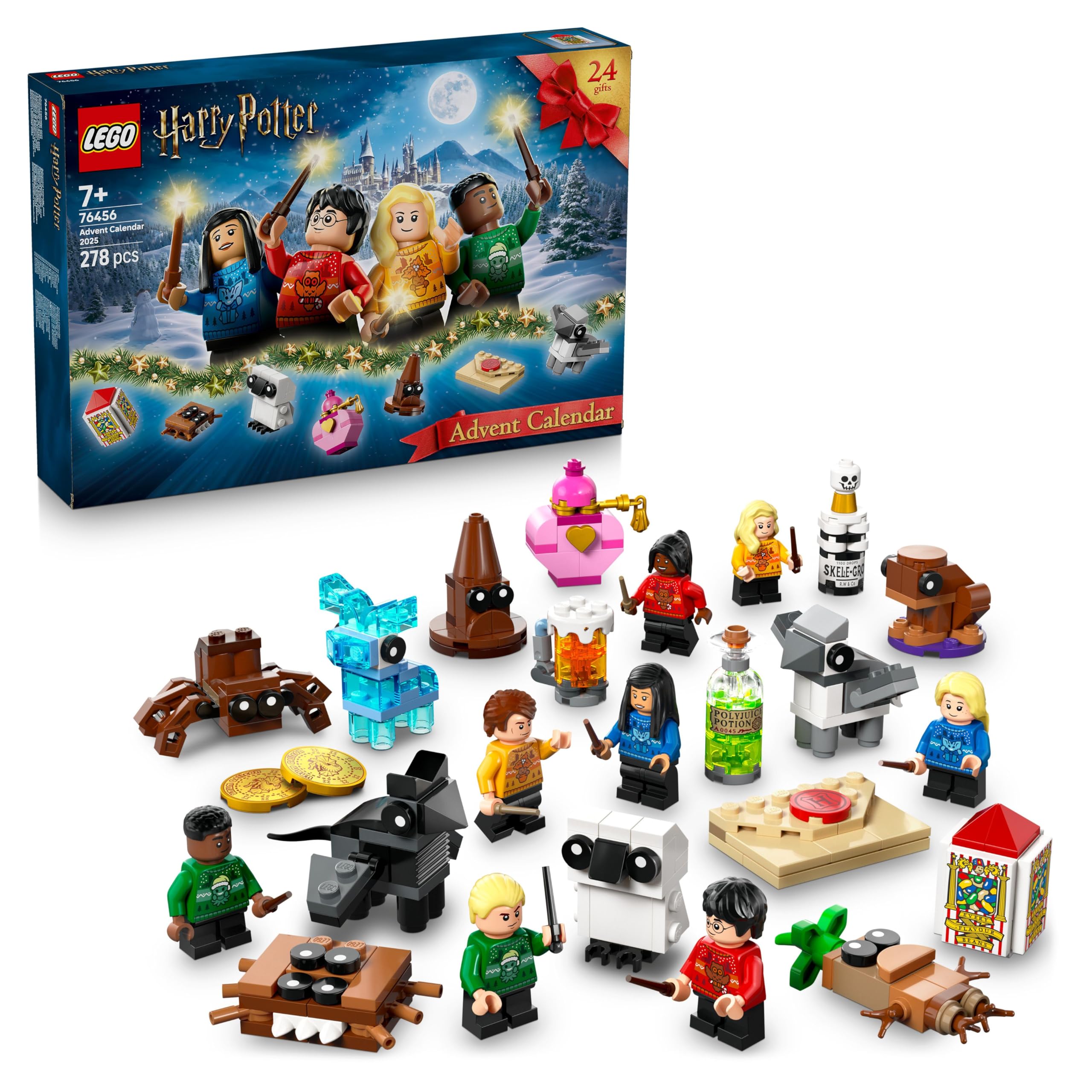 LEGO Harry Potter Adventskalender 2025 – 278-teiliges Bauset mit 8 Minifiguren &amp; 6 Kreaturen für 7+