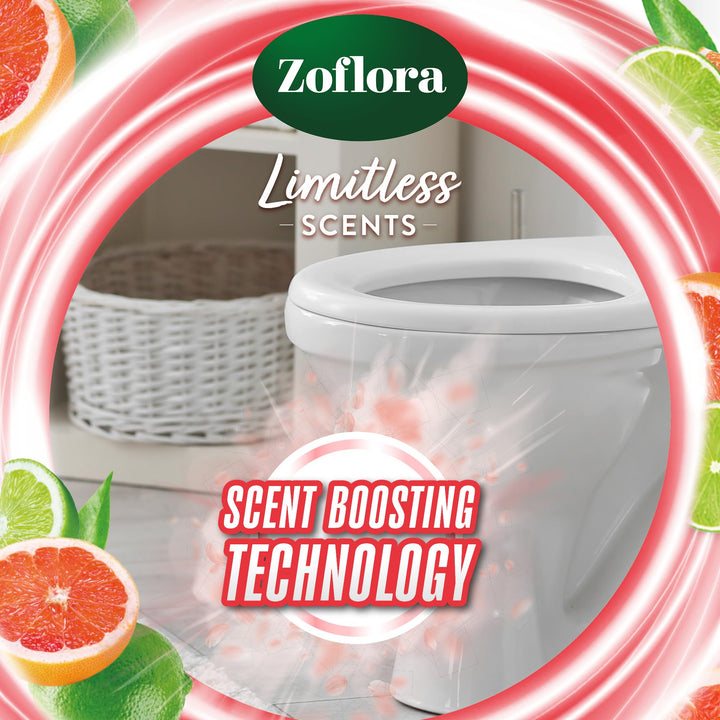 Zoflora Grapefruit & Lime Toilet Rim Blocks, 2 x 131g - Long-Lasting Fragrance Burst with Essential Oils