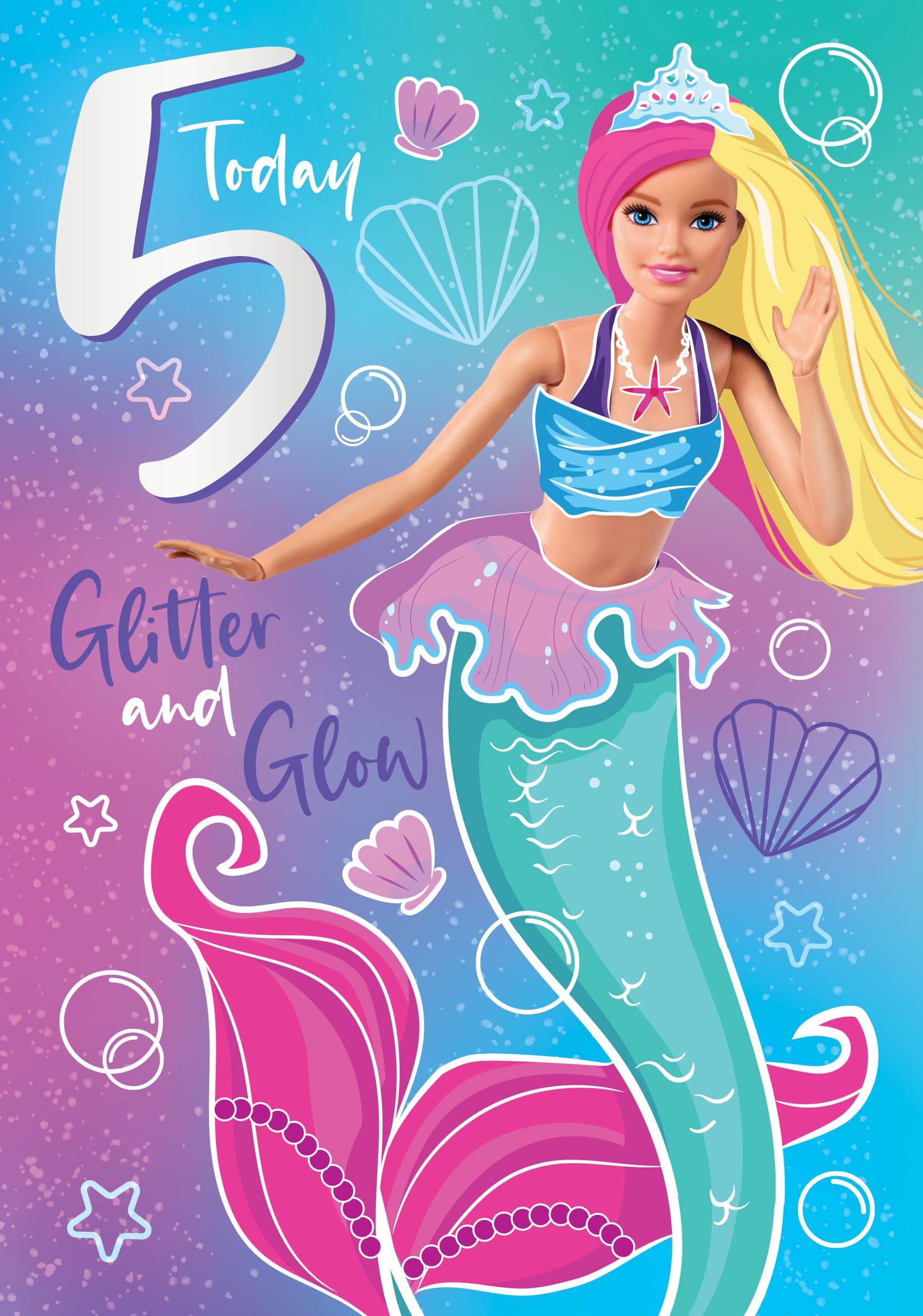 Danilo Promotions LTD Barbie Birthday Card - Age 5 | 178x152mm 1