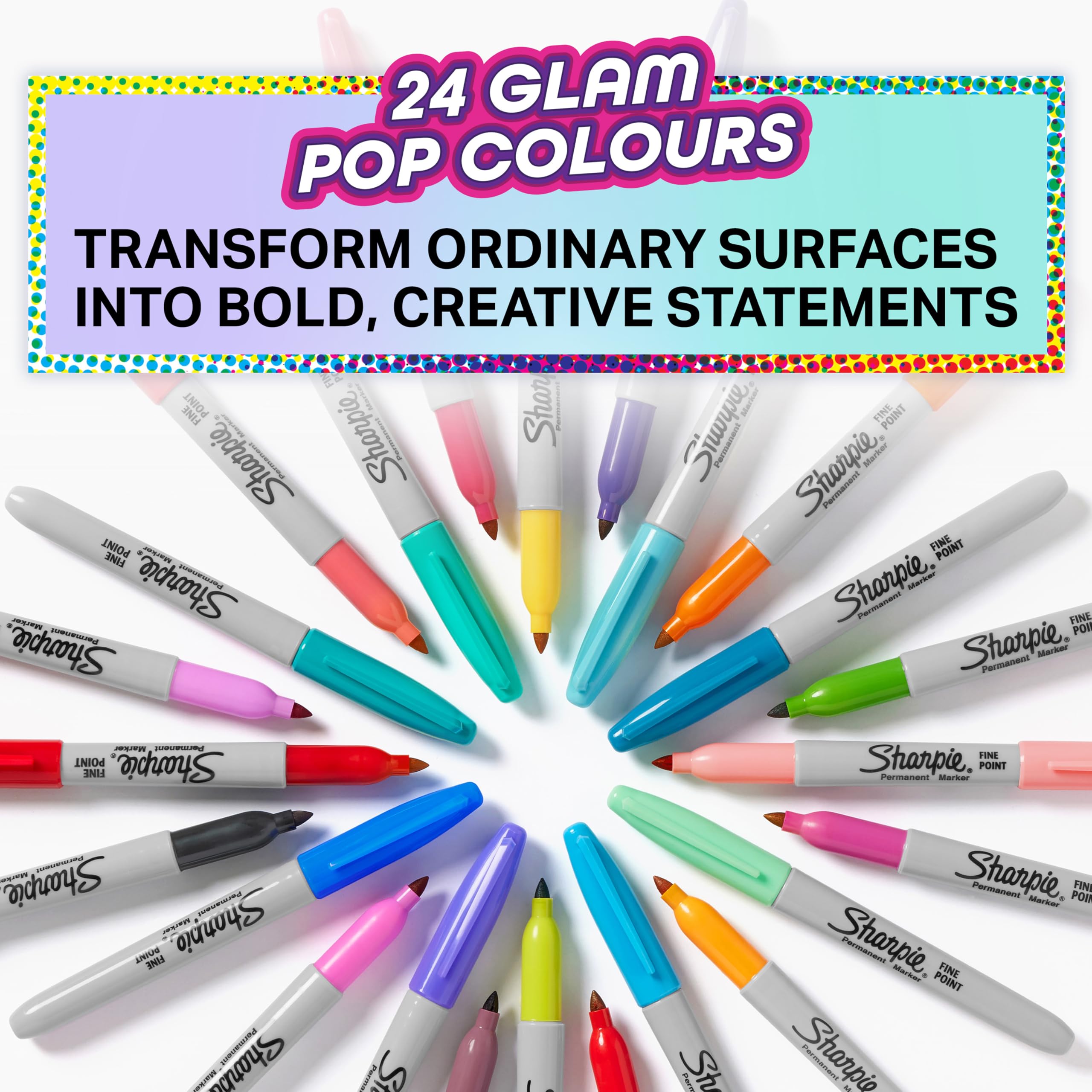 Sharpie Glam Pop Permanent Markers | Fine Point for Bold Details | Assorted 5