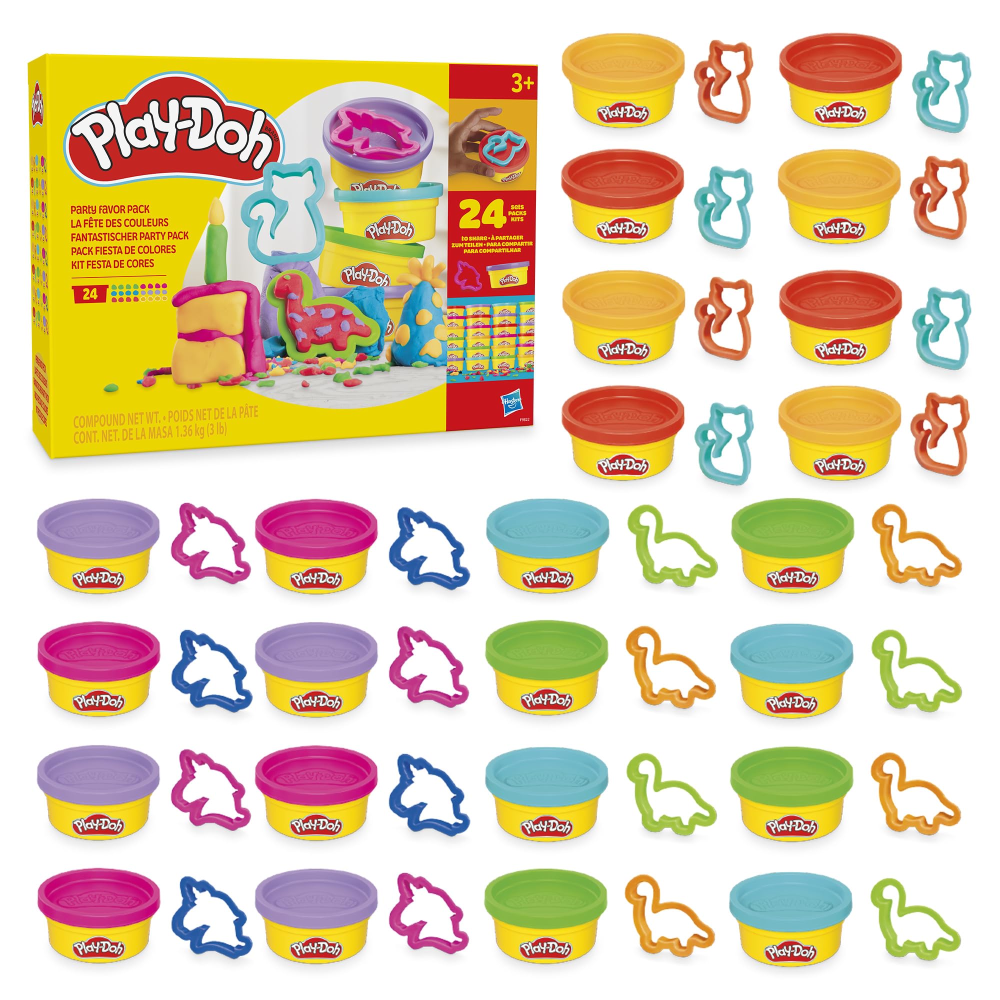 Play-Doh Party Favour Pack of 24 Cans with Cutters | Non-Toxic Modelling Clay for Ages 3+