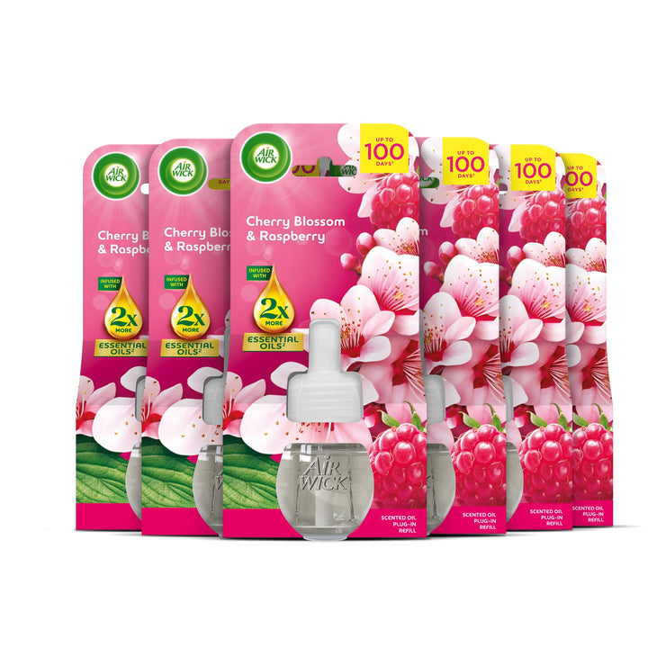 Air Wick - Cherry Blossom & Raspberry Liquid Air Freshener Refill (6x19ml)