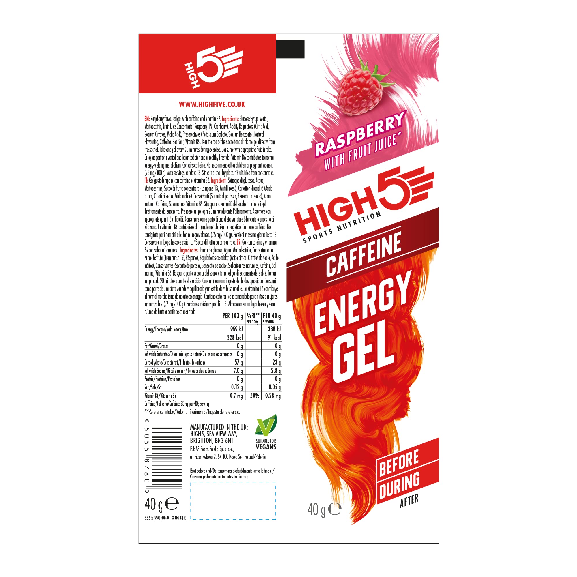 HIGH5 Caffeine Energy Gels - Quick Release Sports Gels to Power Muscles for Peak Performance - Natural Fruit Juice - On The Go Energy Boost for Running, Cycling and Endurance 6