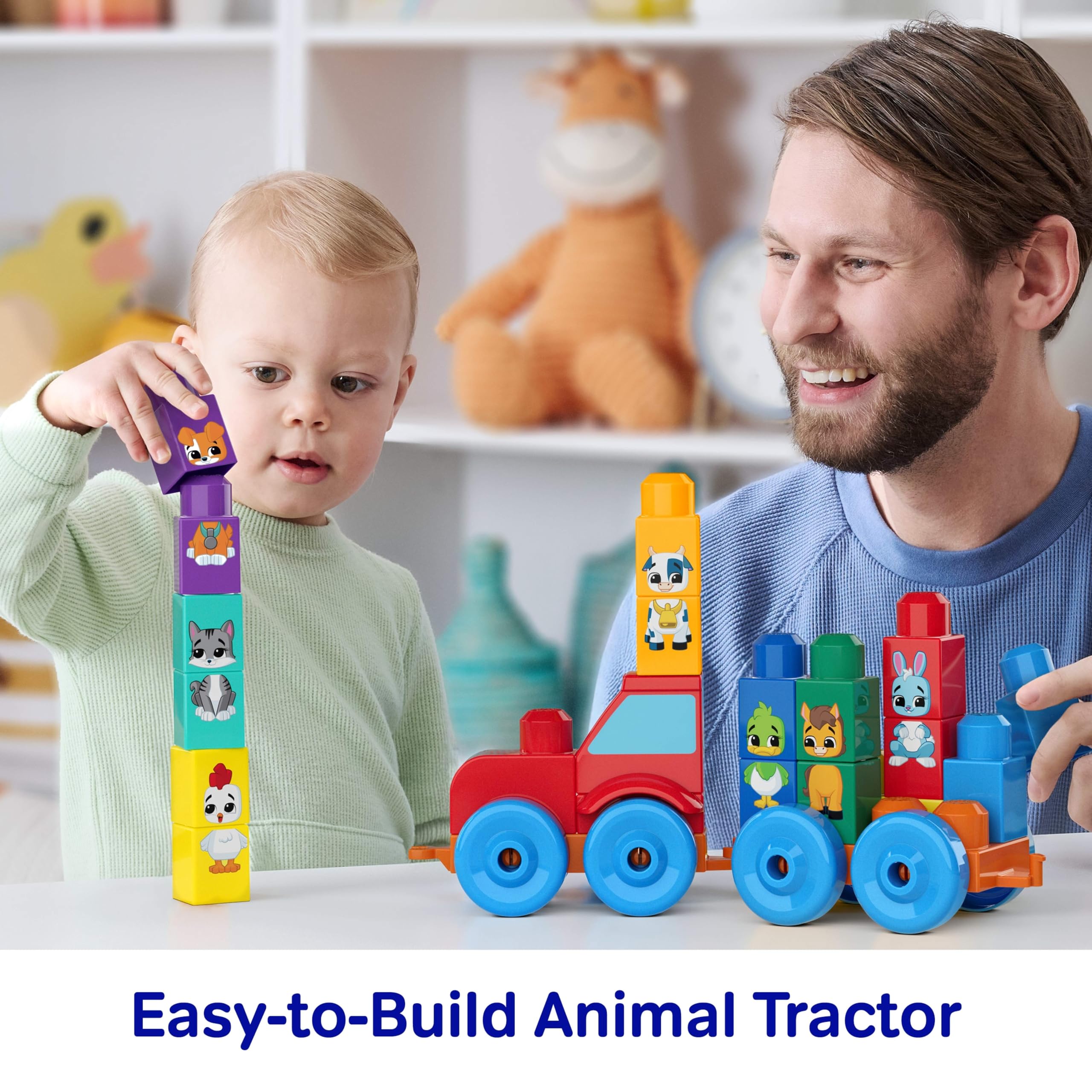 Mega Bloks First Builders Toddler Block Toys Set - Build & Match Animal Tractor, 30 Pieces, Ages 1.5+ 6
