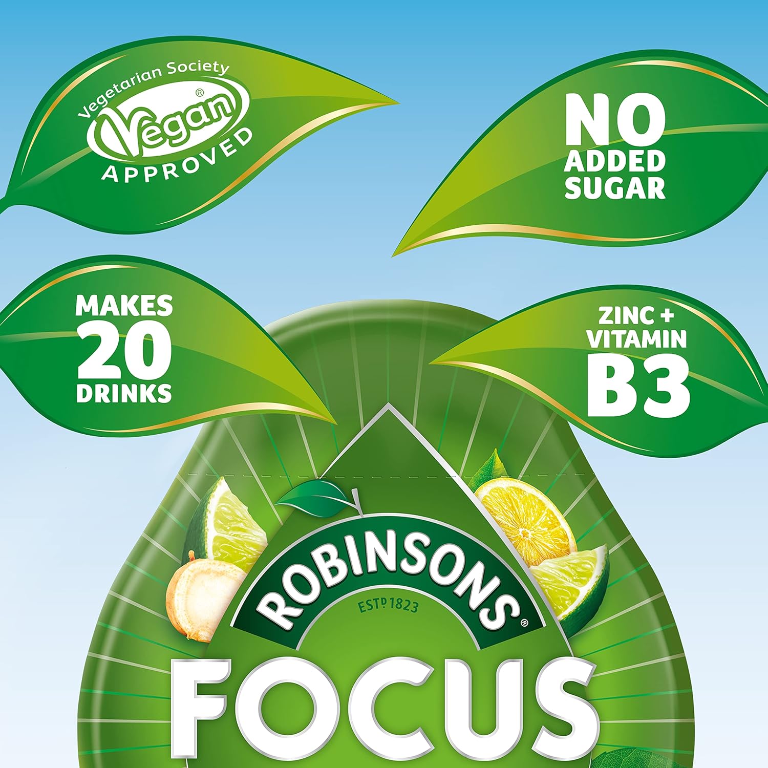 Robinsons Focus Benefit Drops Lemon, Lime & Ginseng with Vitamin B3 and Zinc - 50ml 6
