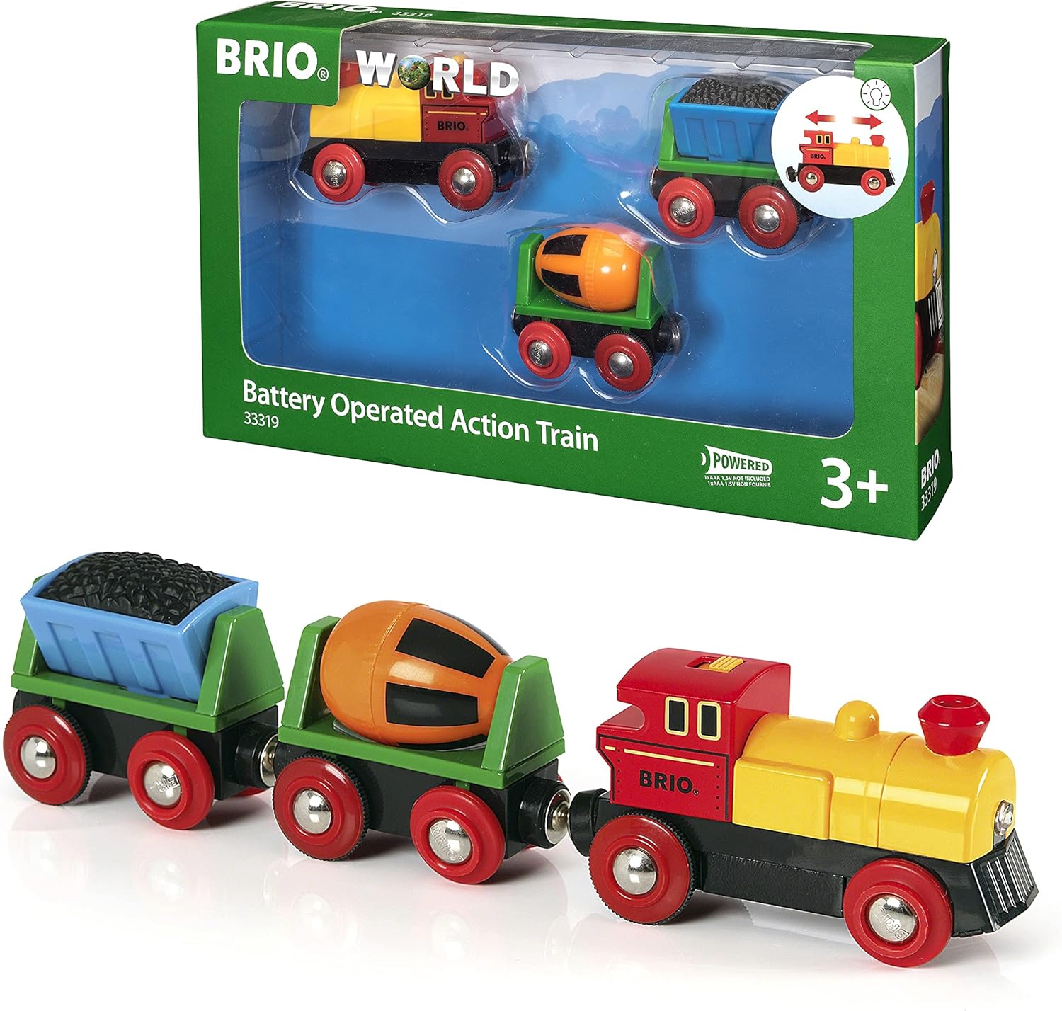 BRIO World Battery Operated Action Train Set - Compatible with BRIO Railway, FSC Certified Wood, Model 33319 1